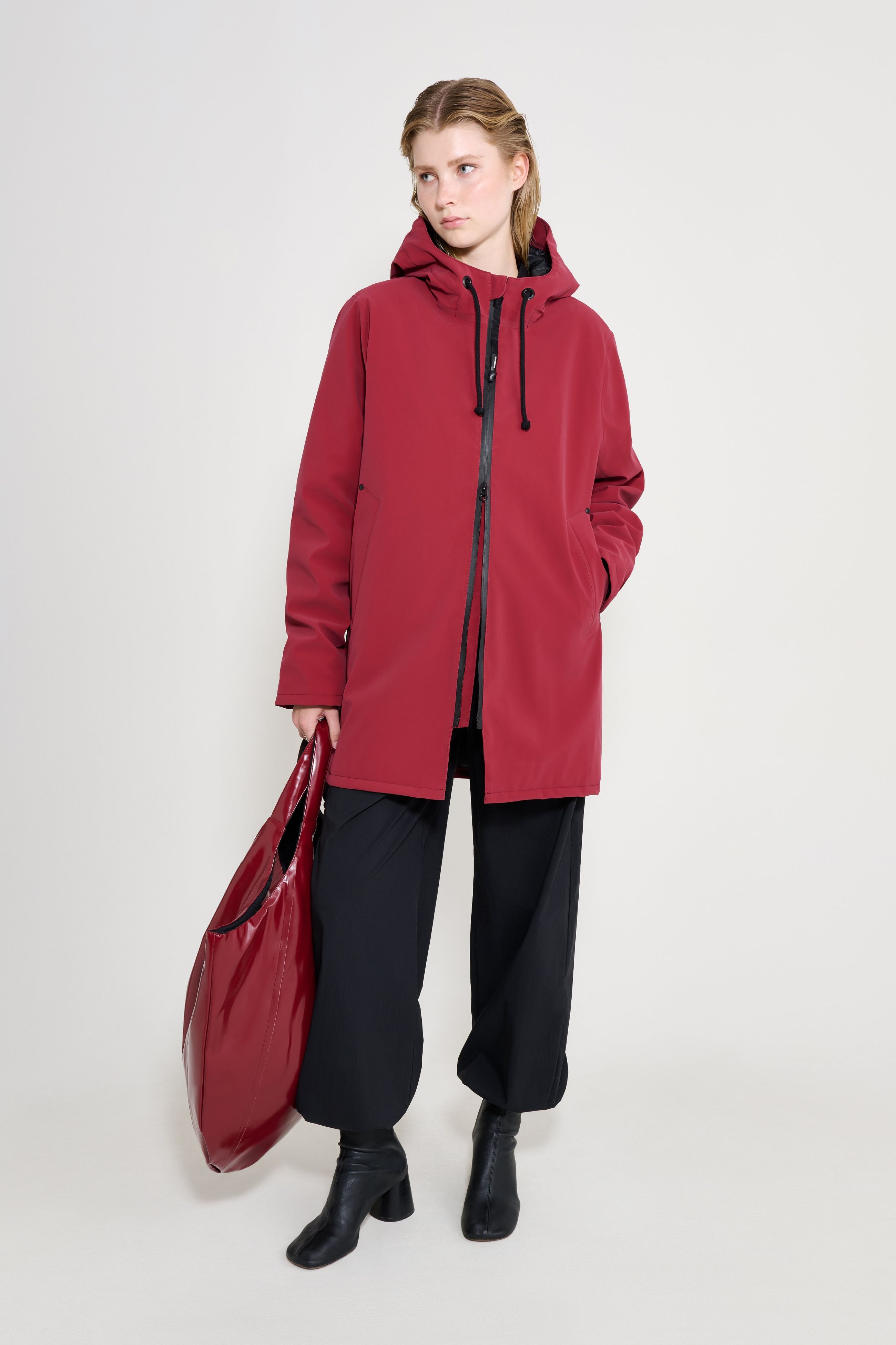 stutterheim mosebacke matte winter coat burgundy women jackets winter-coats