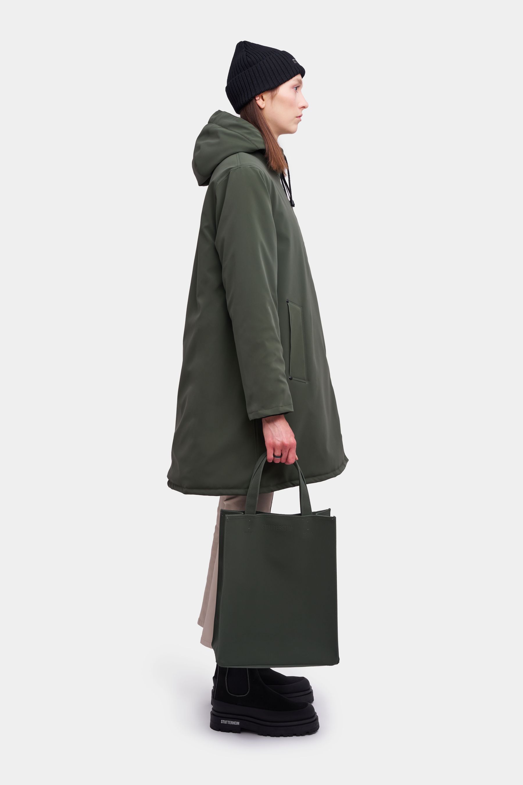 stutterheim mosebacke matte winter jacket dark green women jackets winter-coats