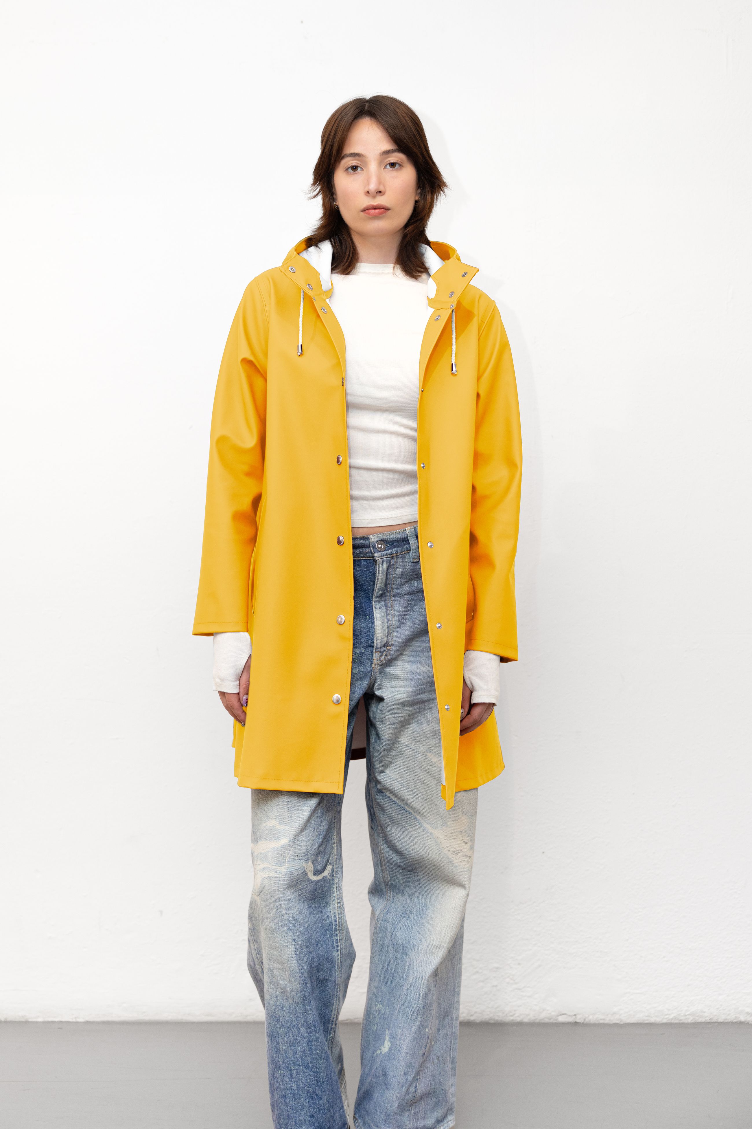 stutterheim mosebacke raincoat yellow women jackets
