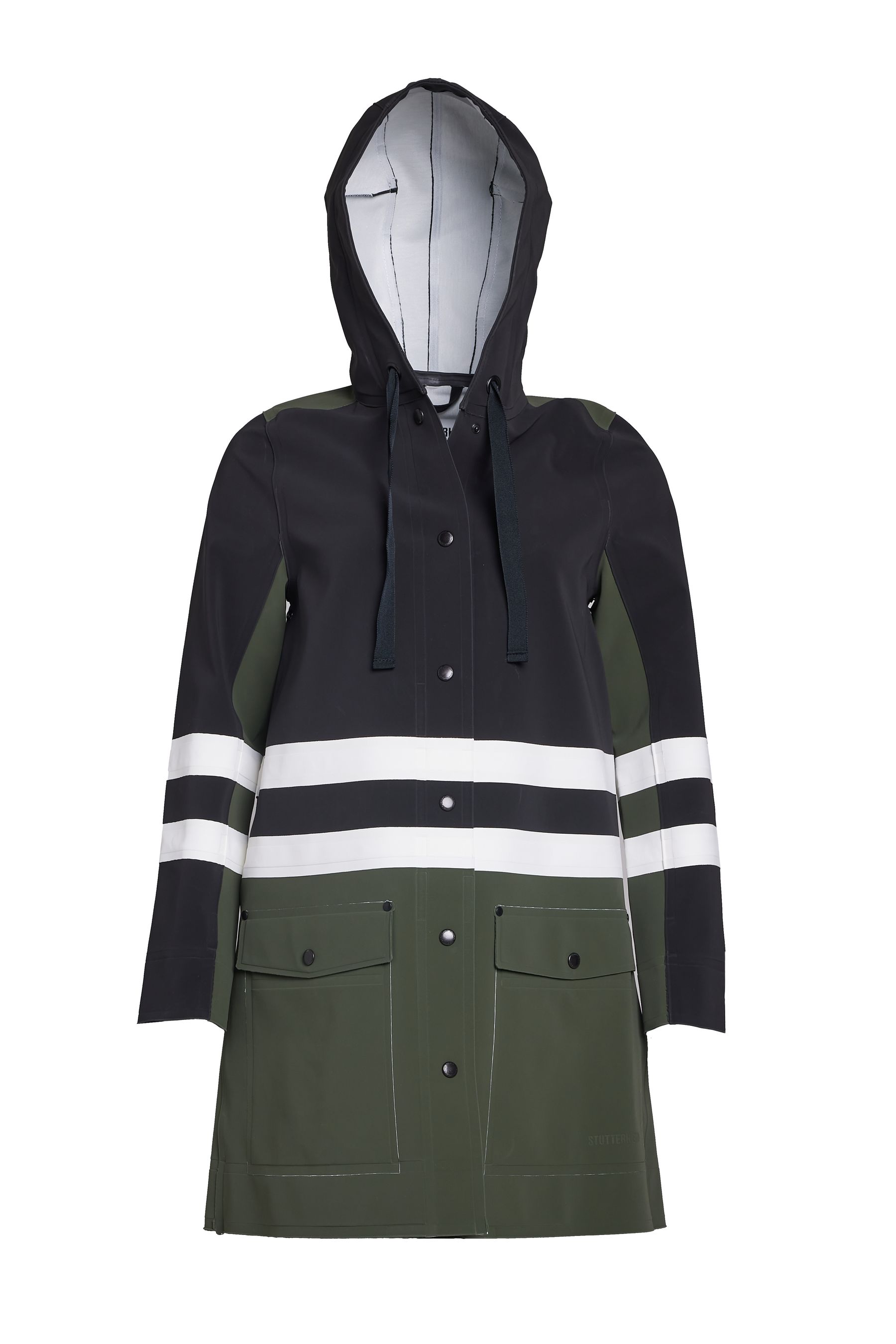 stutterheim nockeby raincoat black/green/white men jackets raincoats