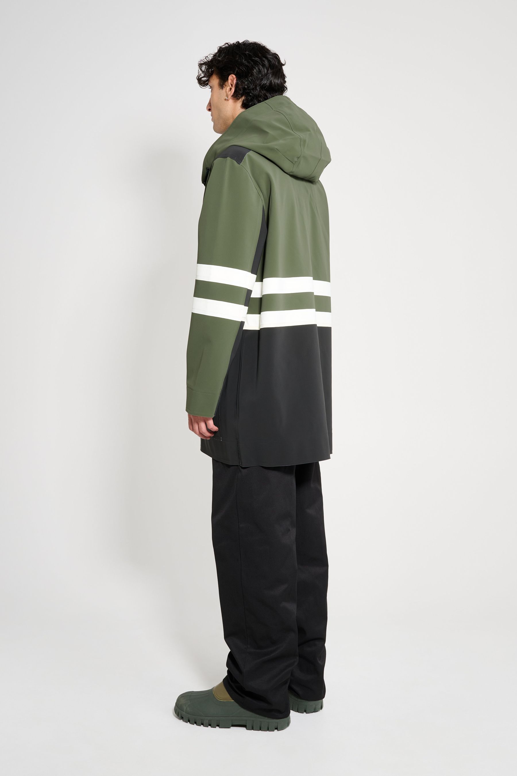 stutterheim nockeby raincoat black/green/white men jackets raincoats