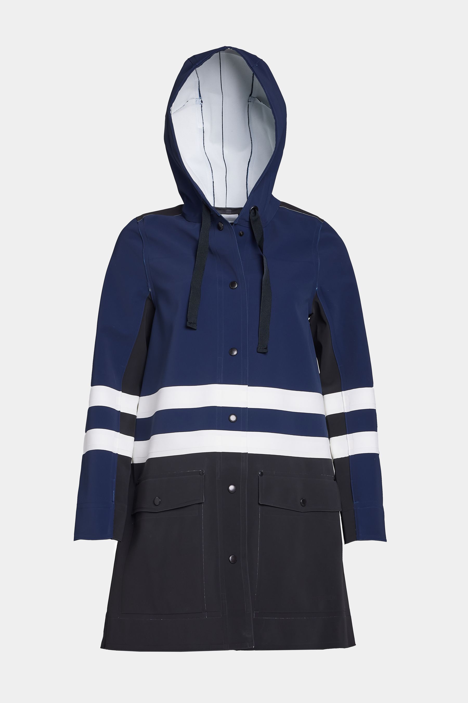 stutterheim nockeby raincoat black/navy/white men jackets raincoats