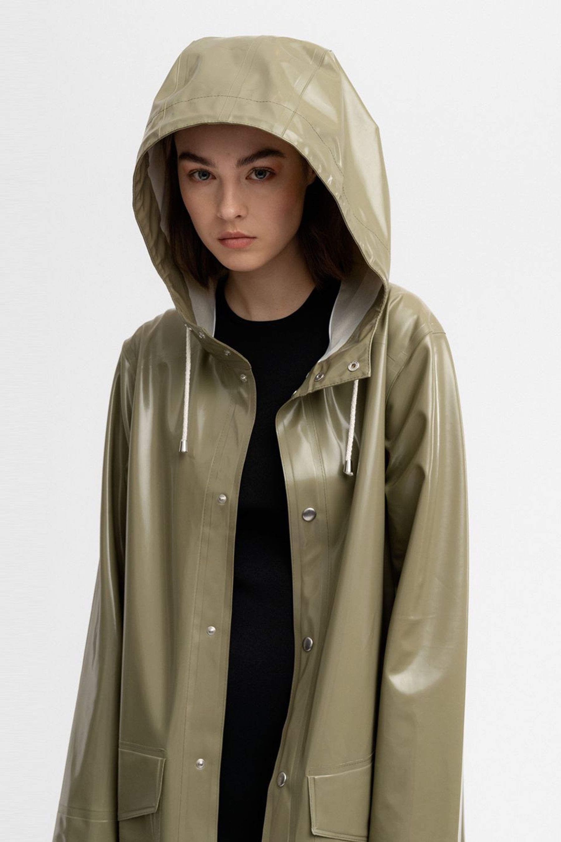 stutterheim nolby opal long raincoat aloe women jackets raincoats