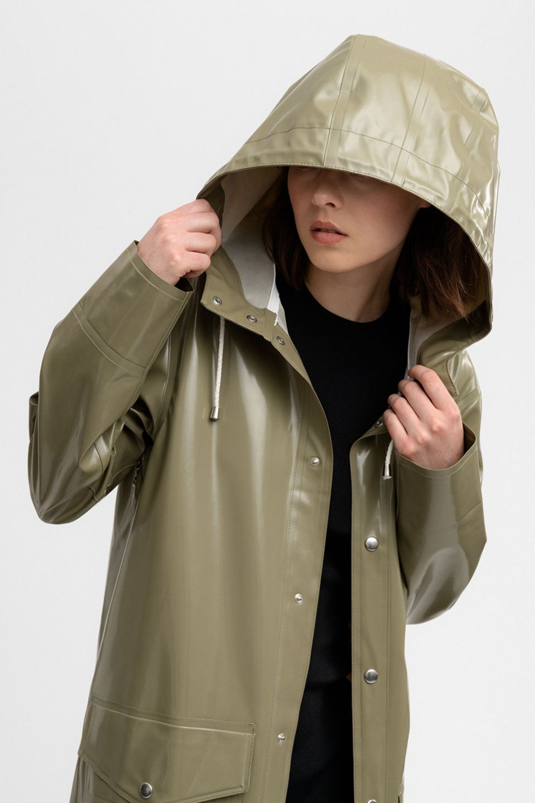 stutterheim nolby opal long raincoat aloe women jackets raincoats