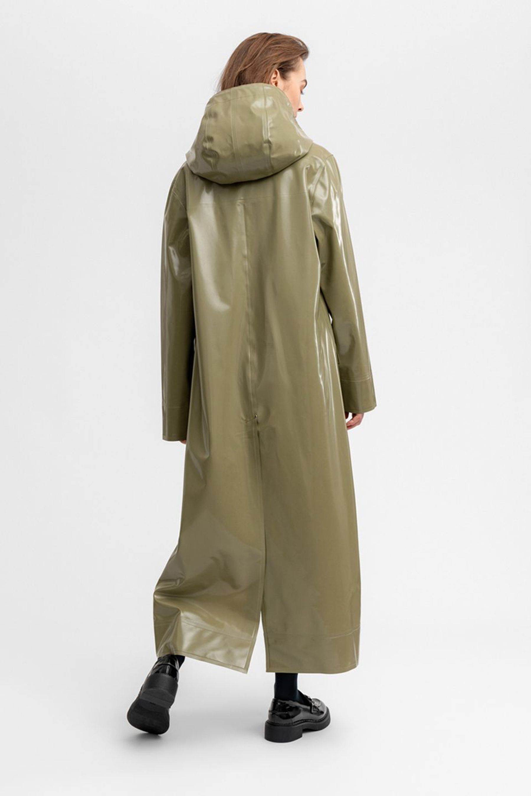 stutterheim nolby opal long raincoat aloe women jackets raincoats