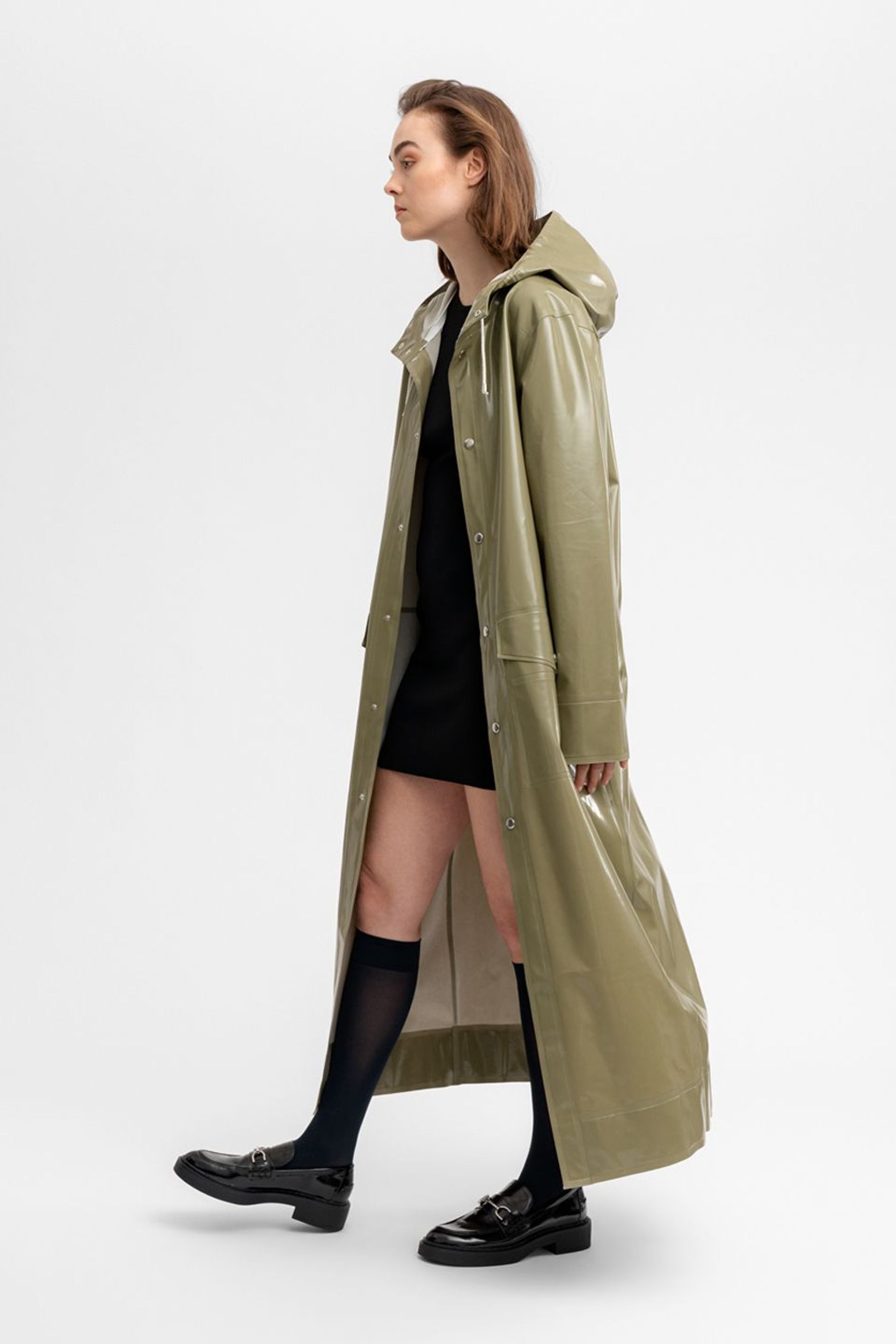 stutterheim nolby opal long raincoat aloe women jackets raincoats
