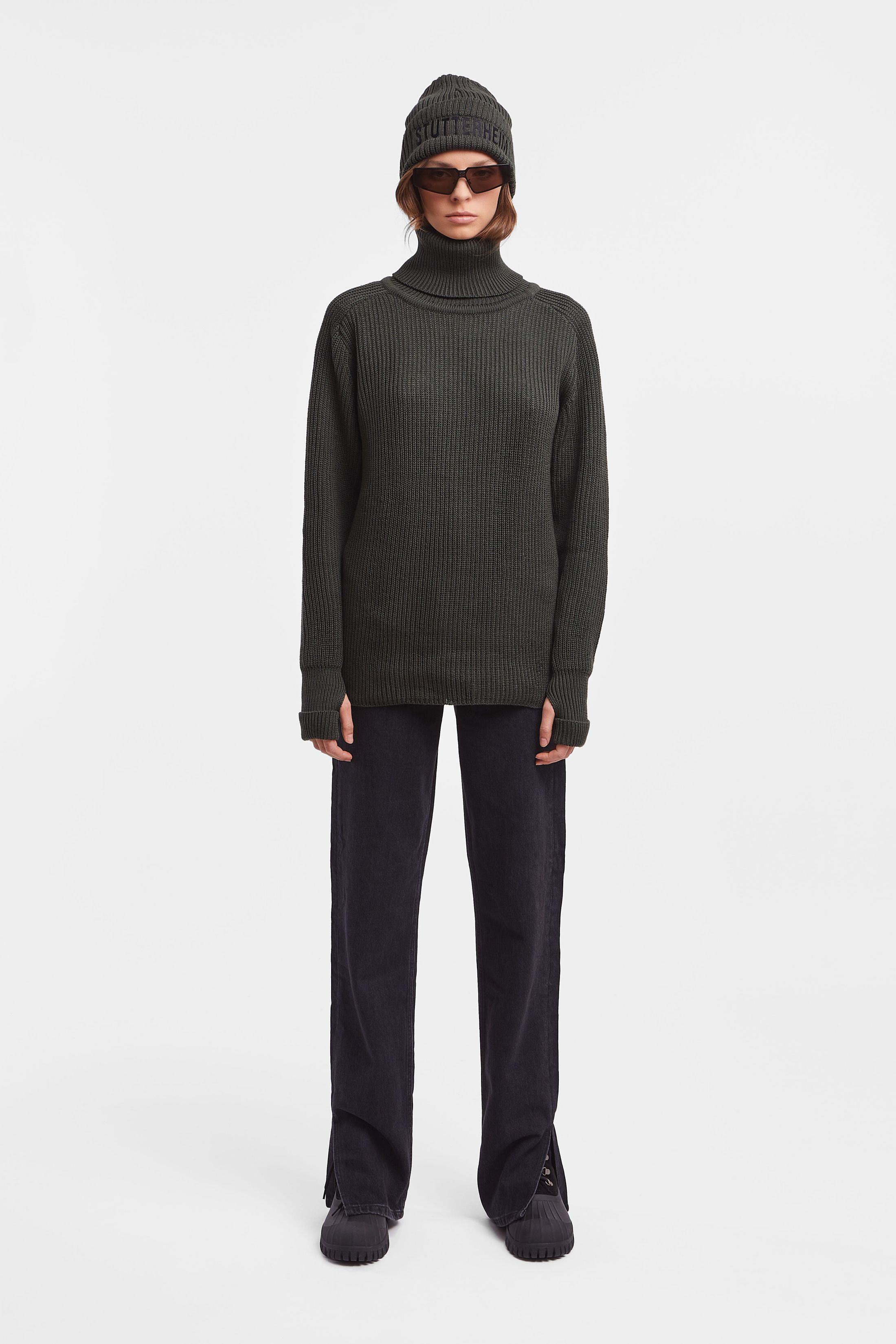 stutterheim original roller sweater green women knitwear