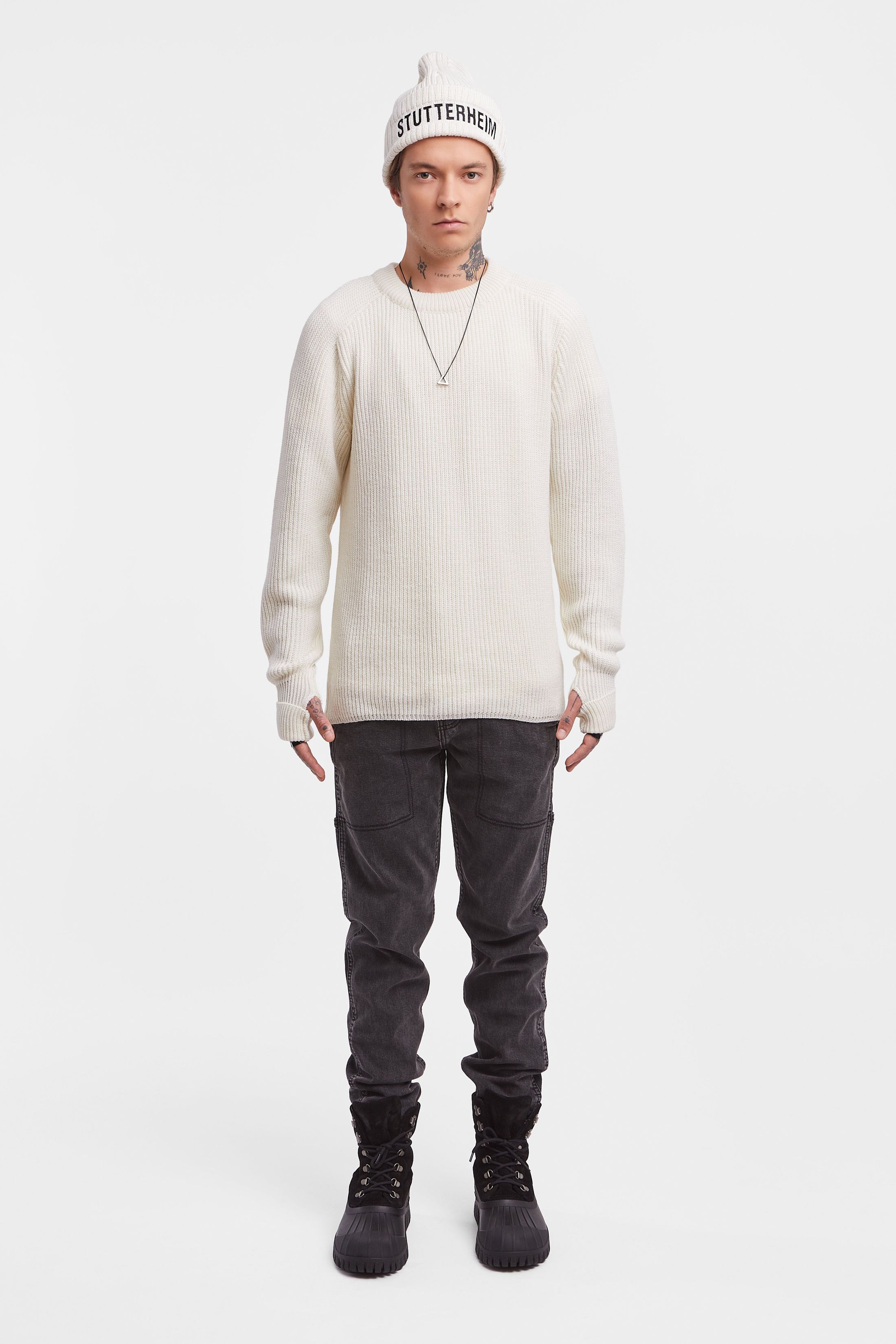 stutterheim original sweater off-white men knitwear