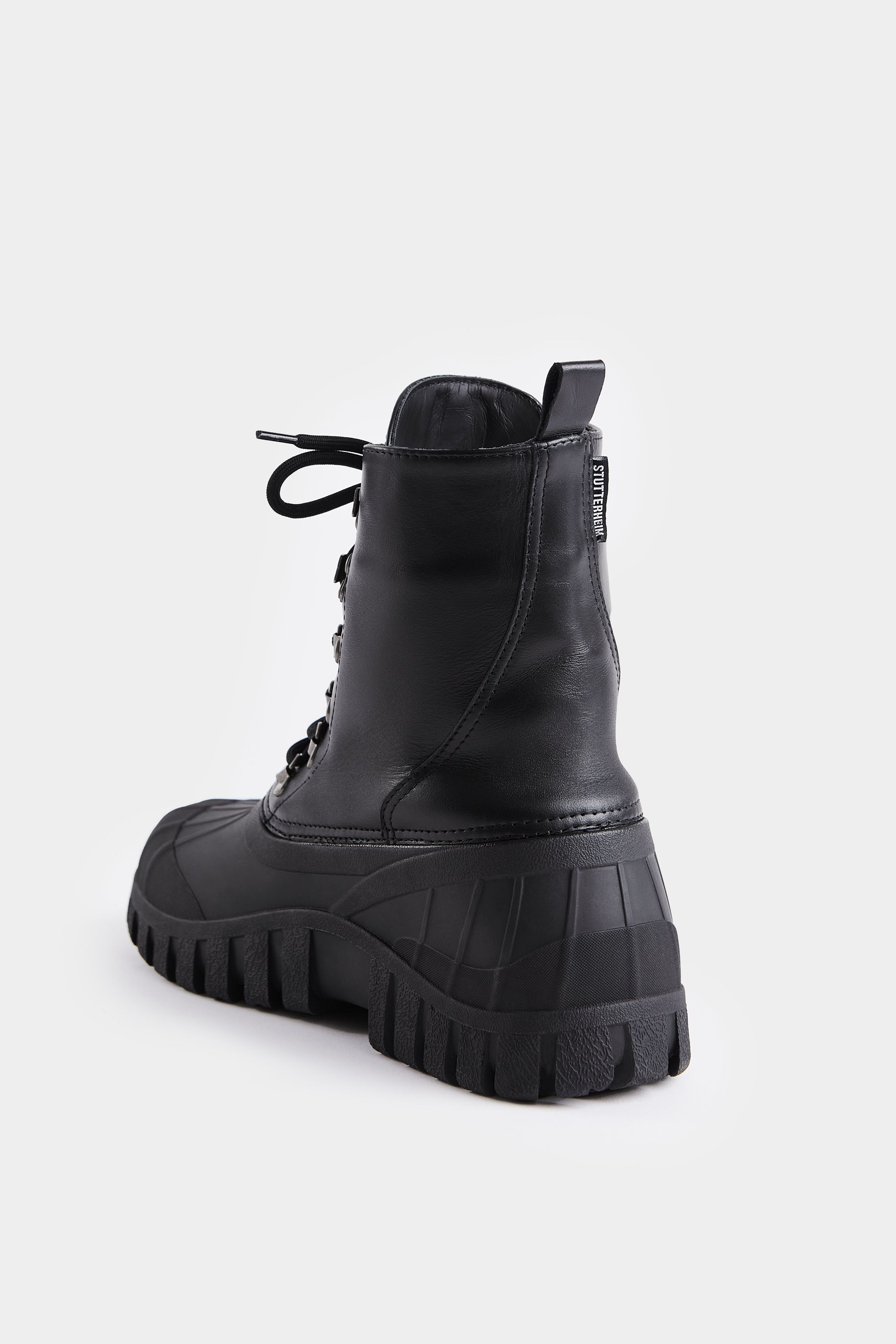 stutterheim patrol boot leather black footwear combat-boots