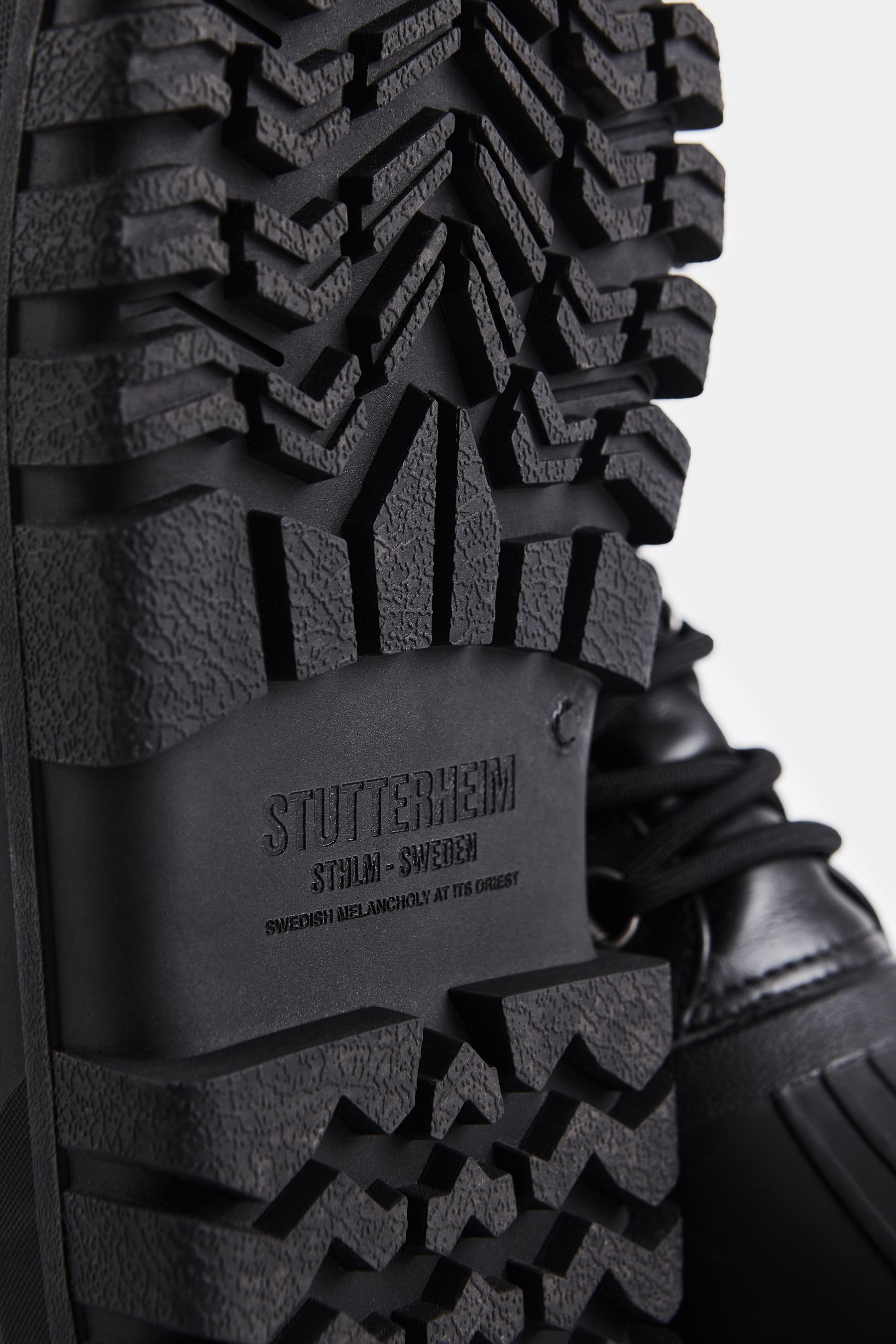 stutterheim patrol boot leather black footwear combat-boots