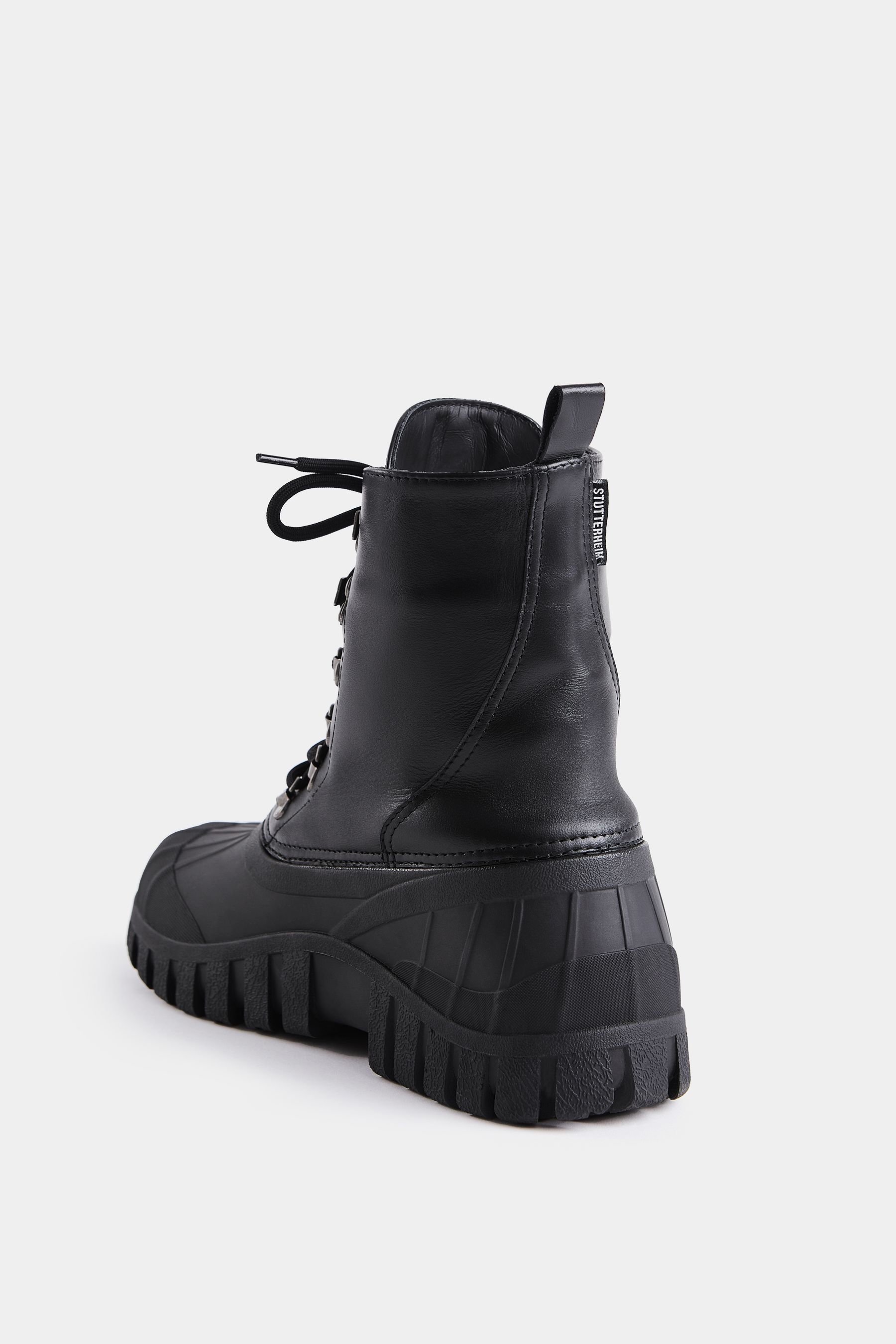 stutterheim patrol boot leather black footwear combat-boots