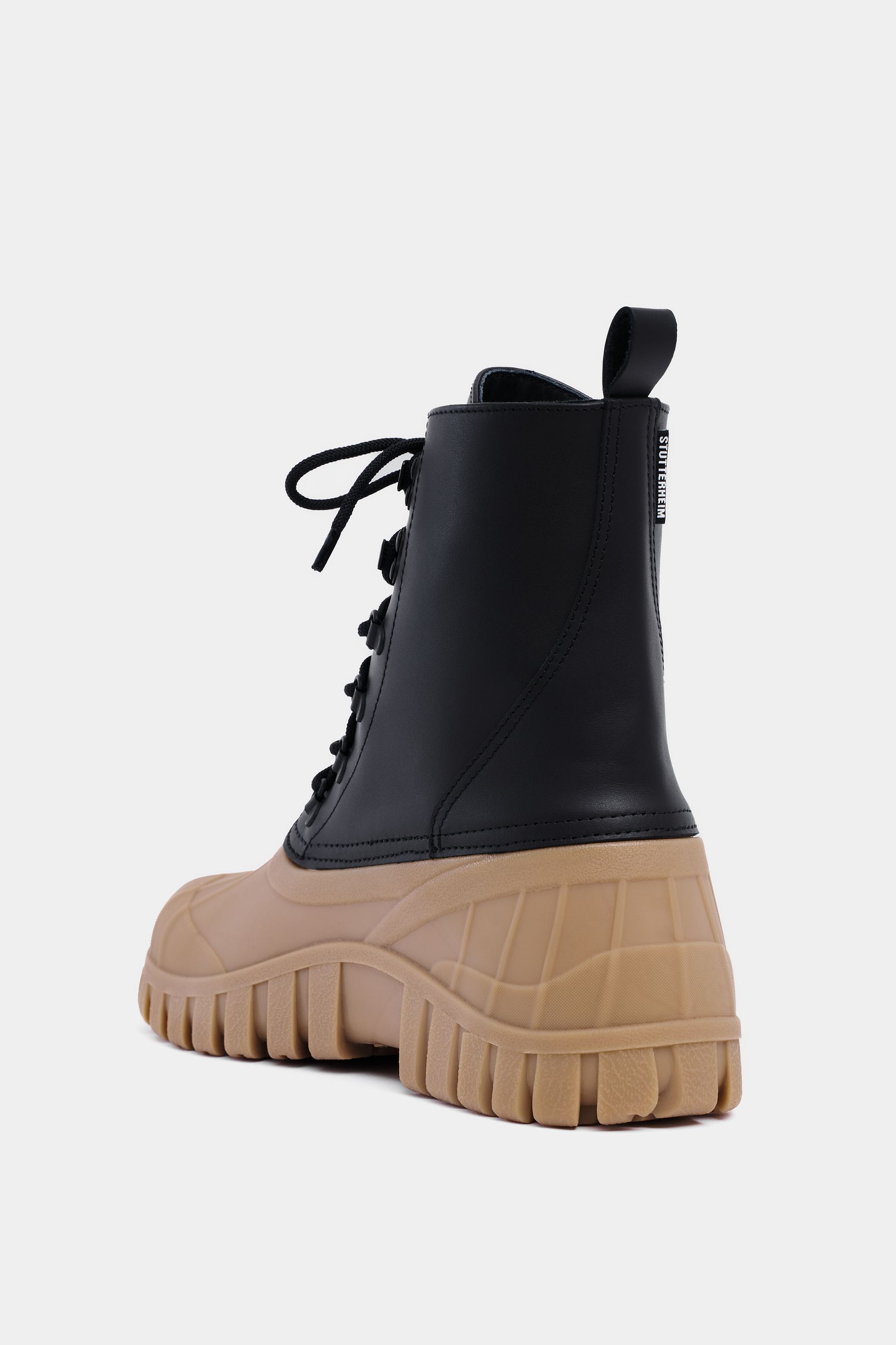 stutterheim patrol boot leather black/fudge footwear leather-boots