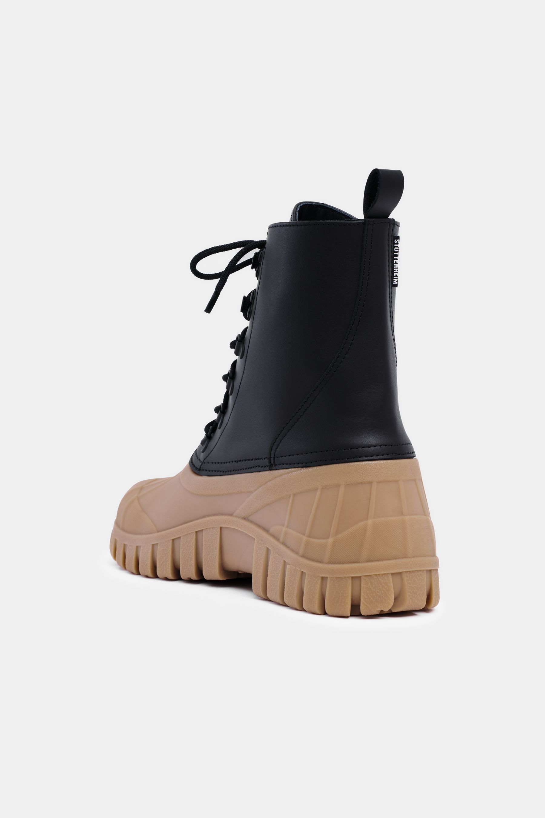 stutterheim patrol boot leather black/fudge footwear leather-boots