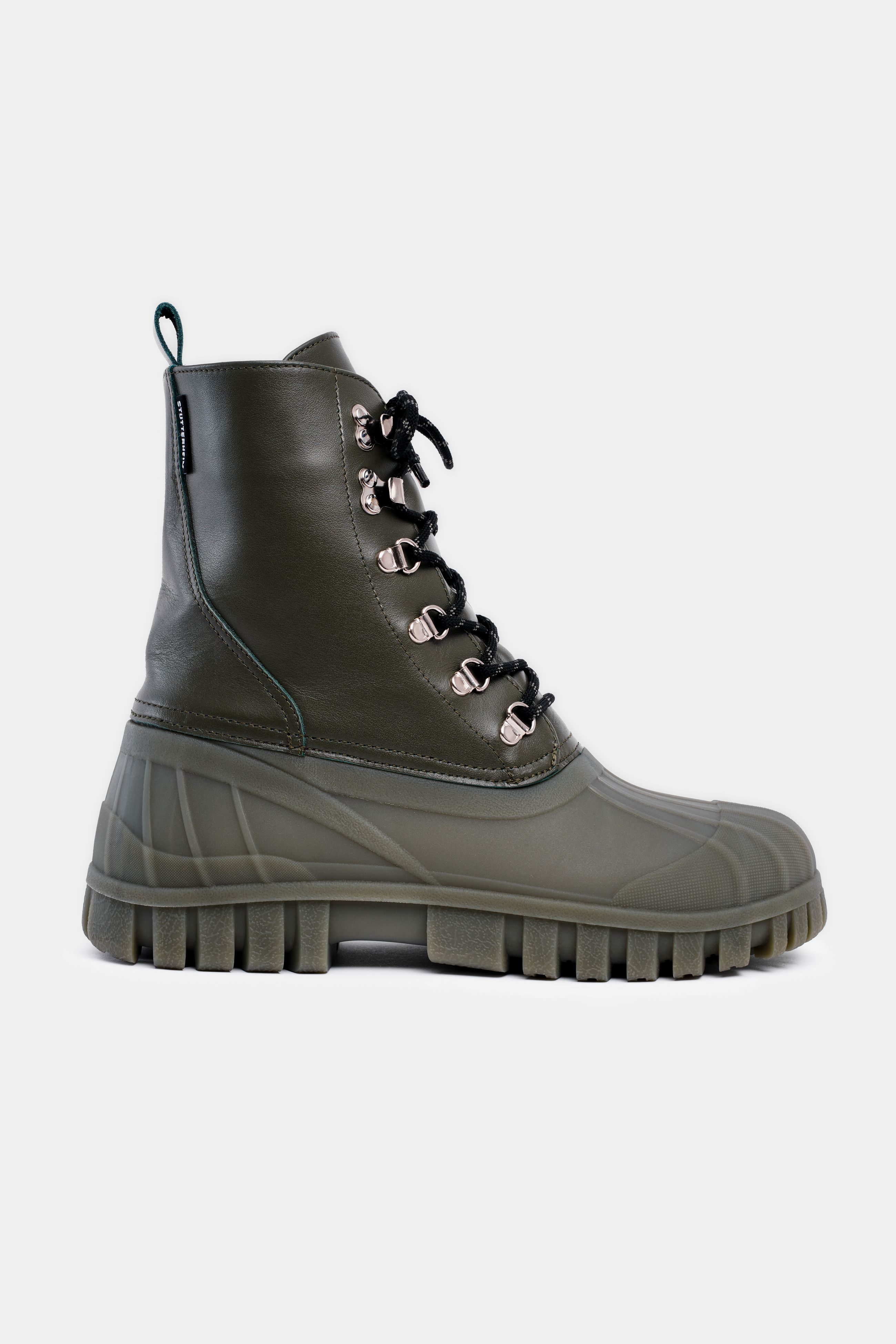 stutterheim patrol boot leather green footwear leather-boots