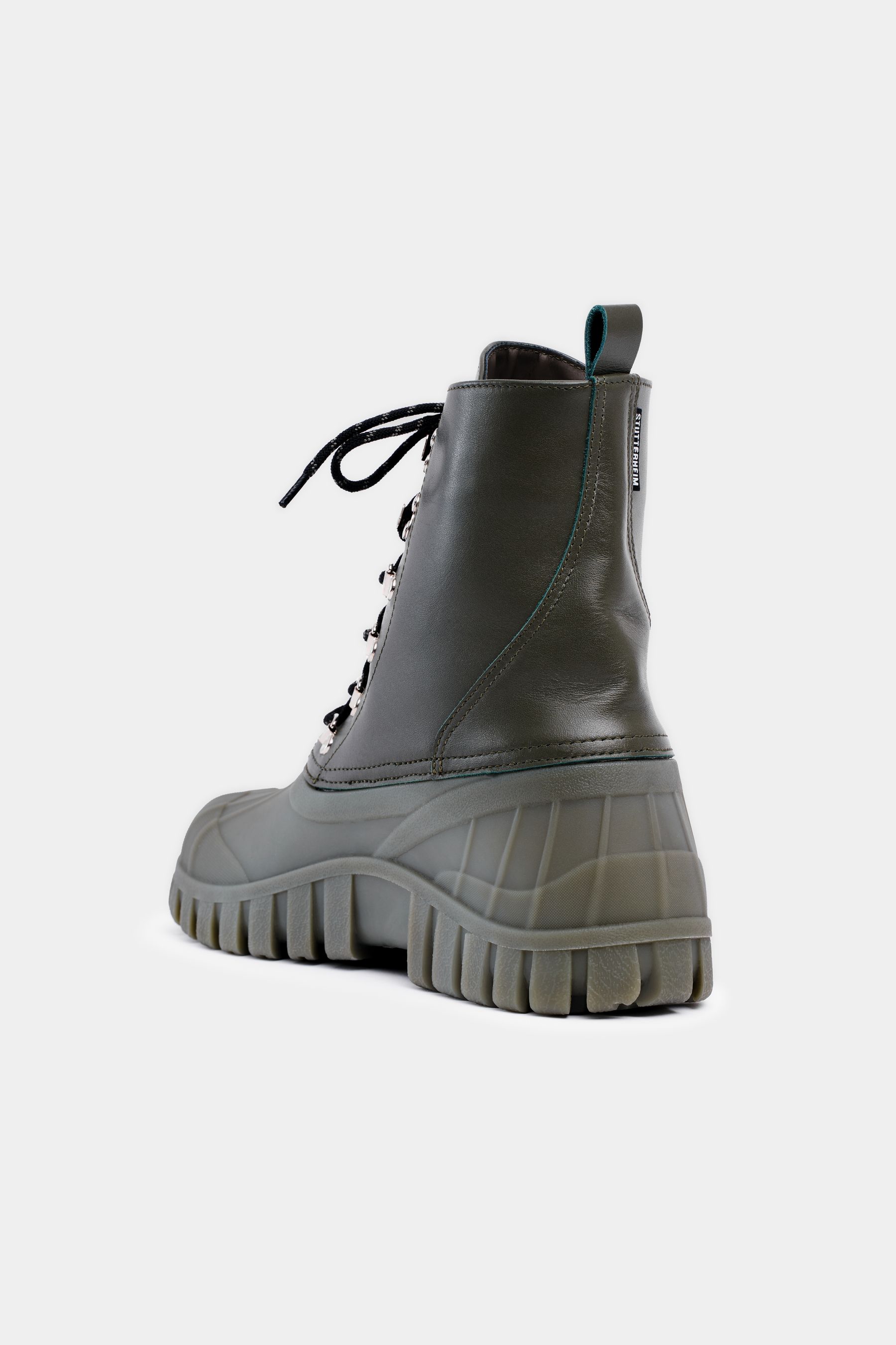 stutterheim patrol boot leather green footwear leather-boots