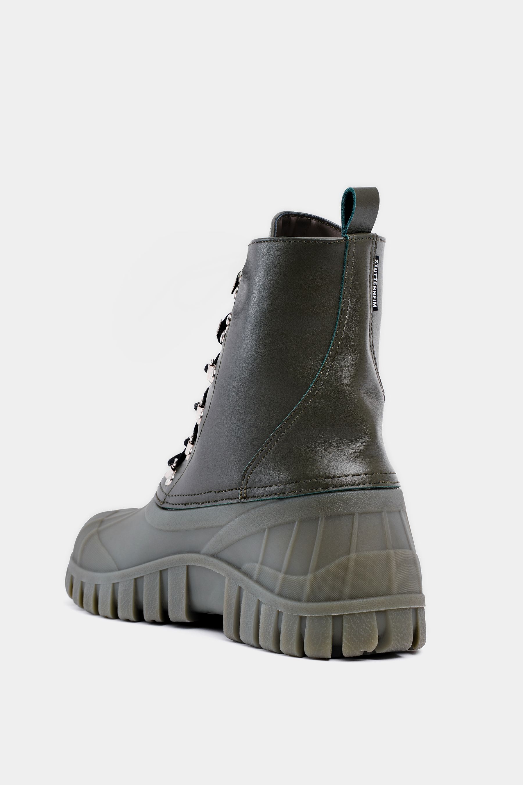 stutterheim patrol boot leather green footwear leather-boots