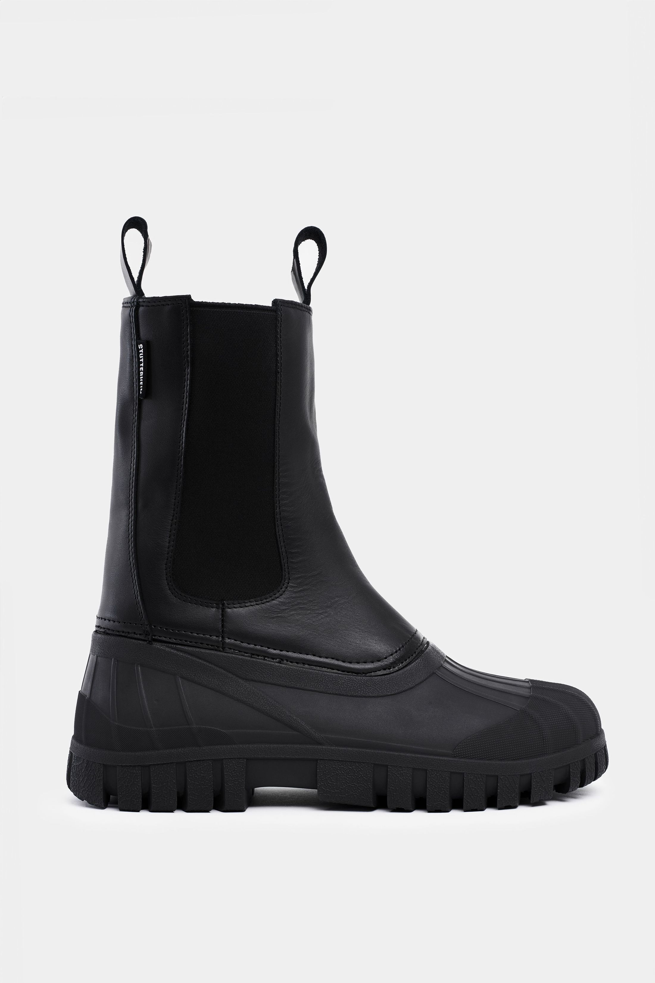 stutterheim patrol boot shaft leather black footwear leather-boots