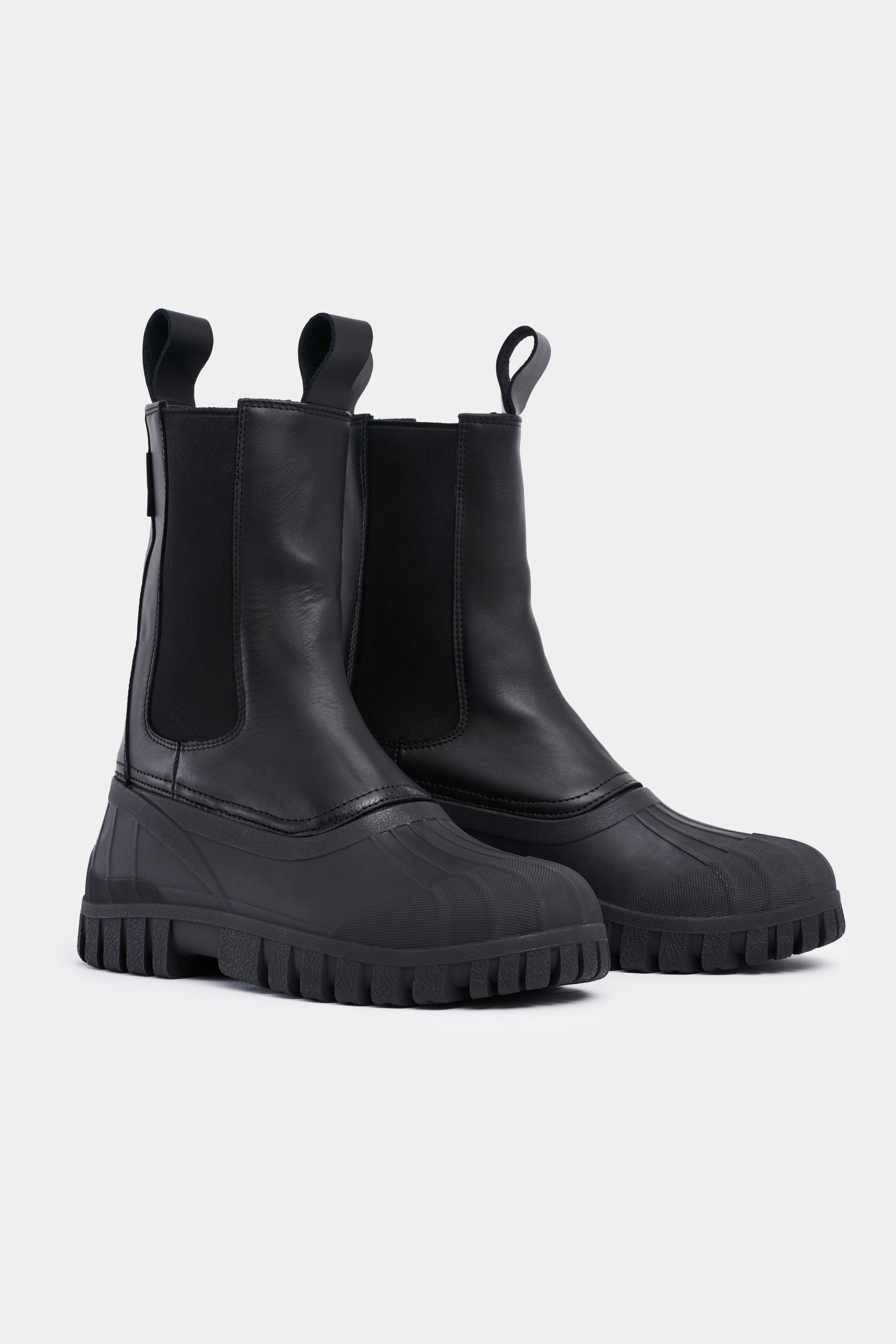 stutterheim patrol boot shaft leather black footwear leather-boots