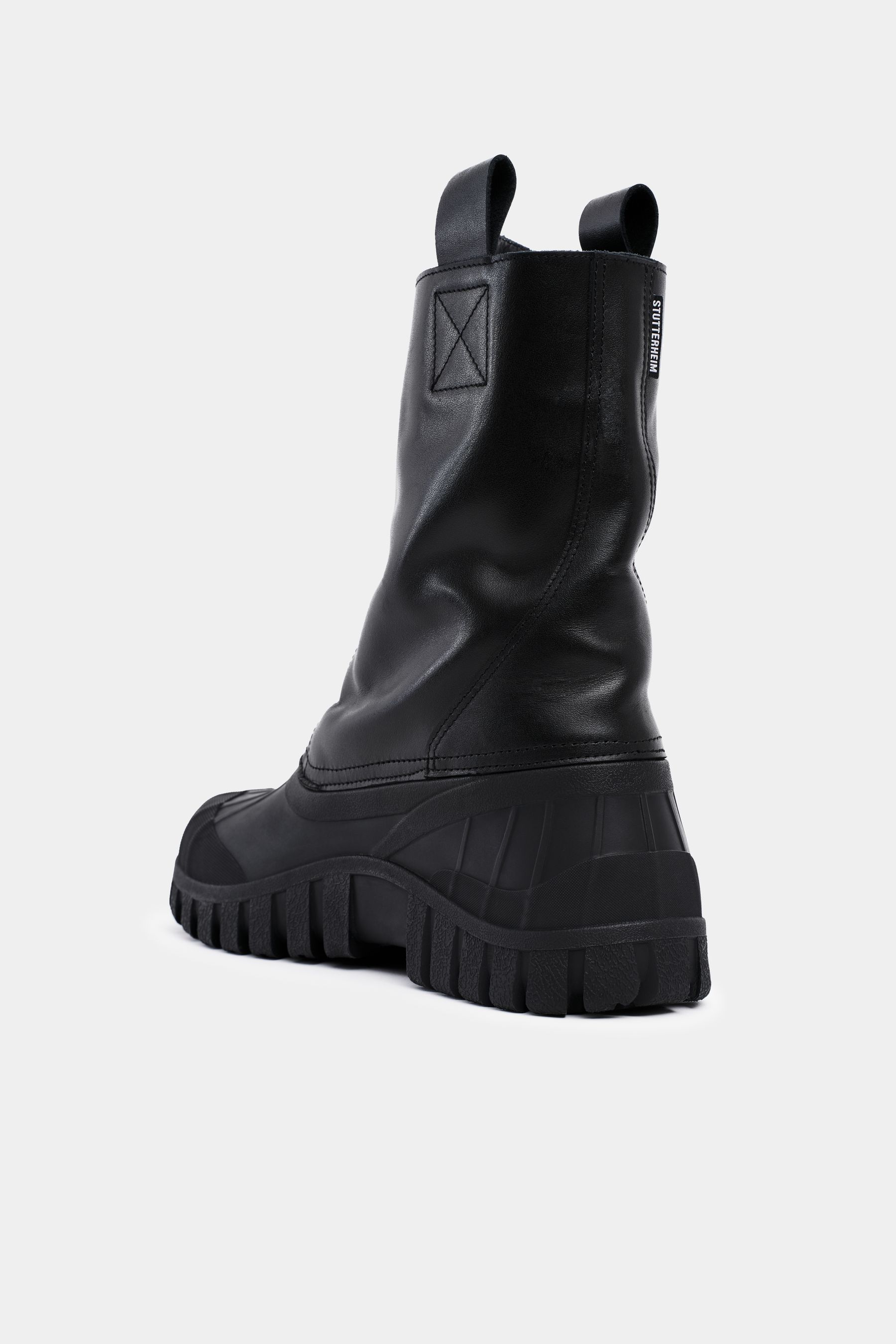 stutterheim patrol zip boot leather black footwear leather-boots