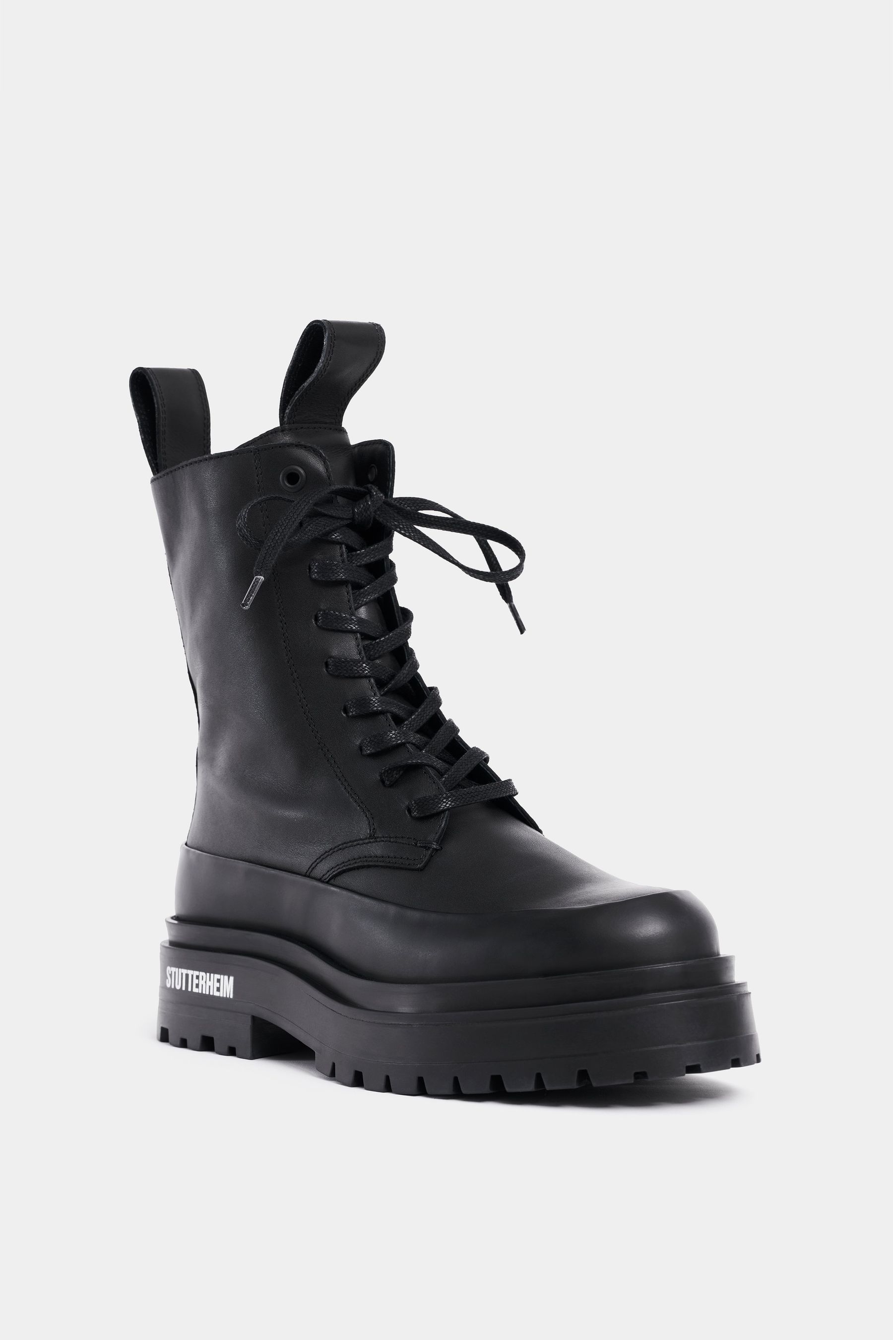 stutterheim peace walker leather black footwear lace-up-boots