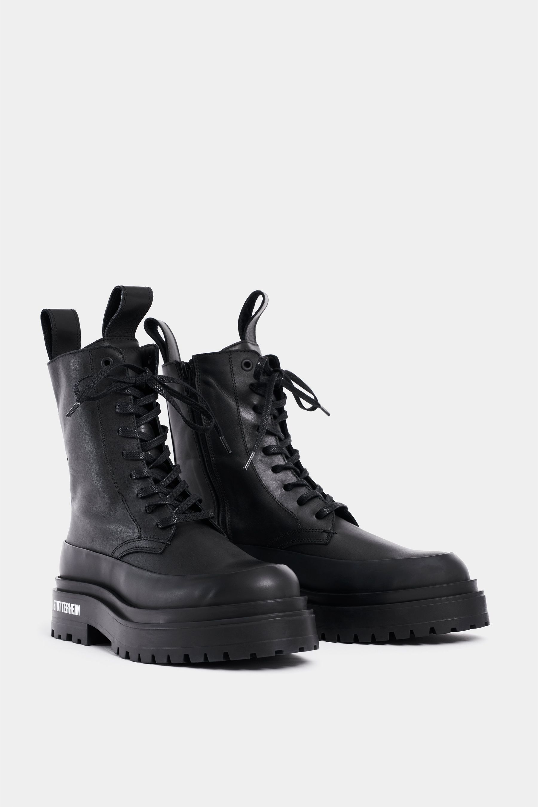 stutterheim peace walker leather black footwear lace-up-boots