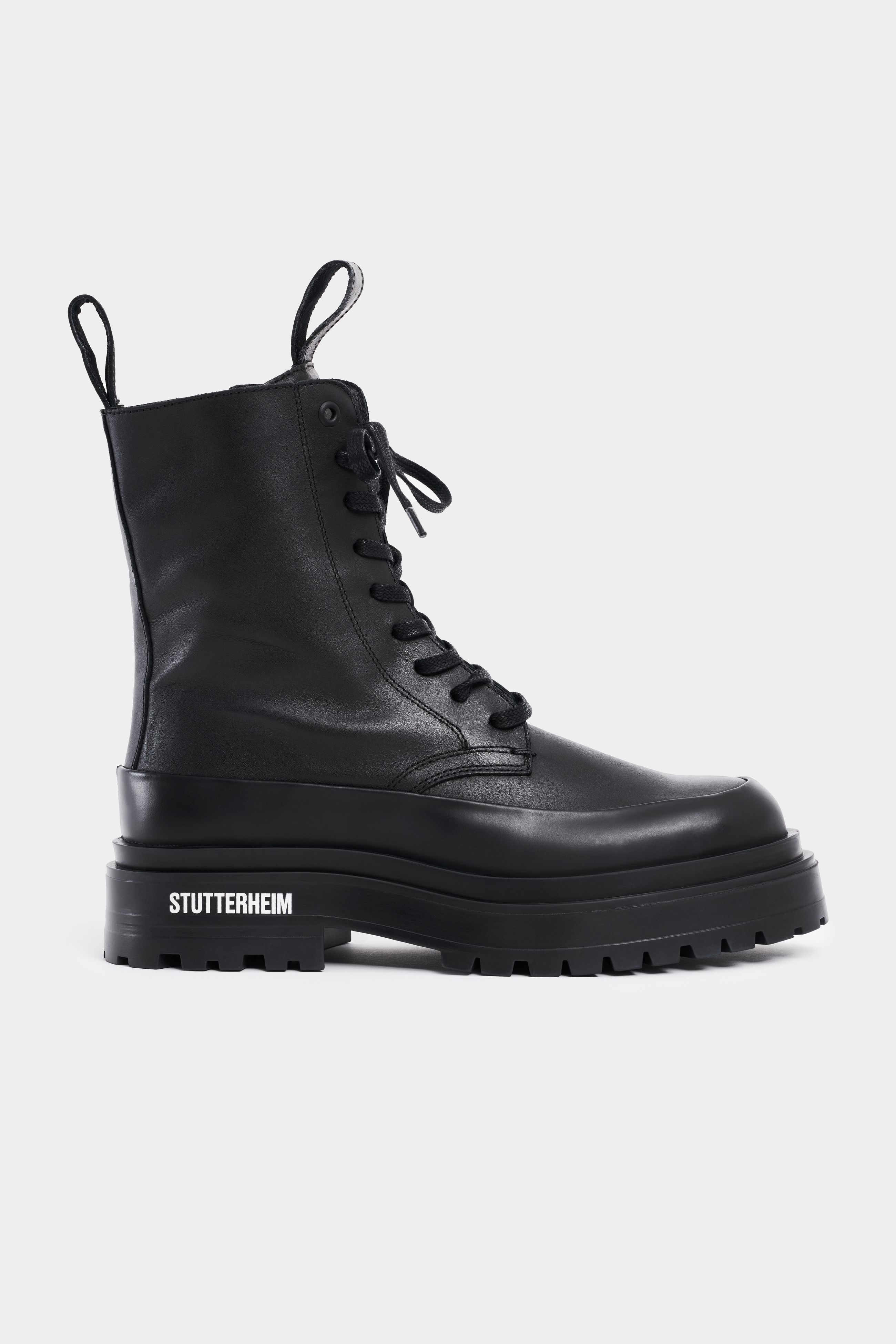 stutterheim peace walker leather black footwear lace-up-boots