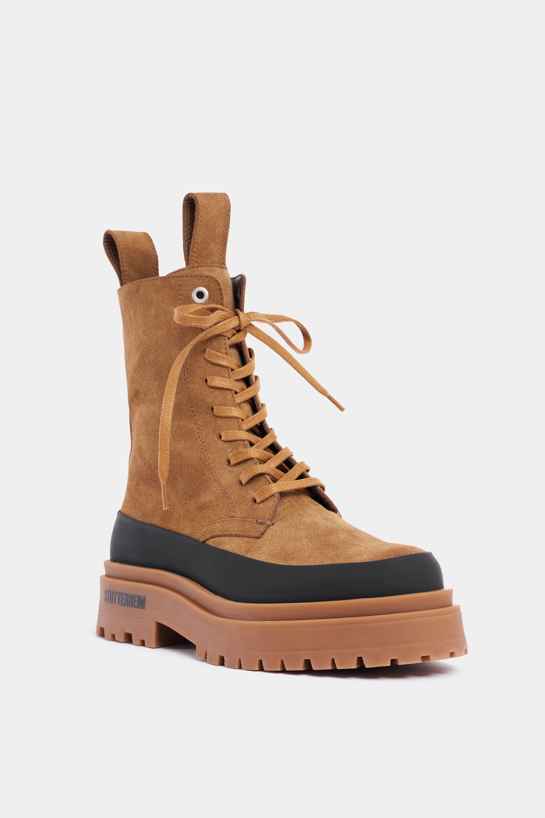 stutterheim peace walker suede tobacco footwear lace-up-boots