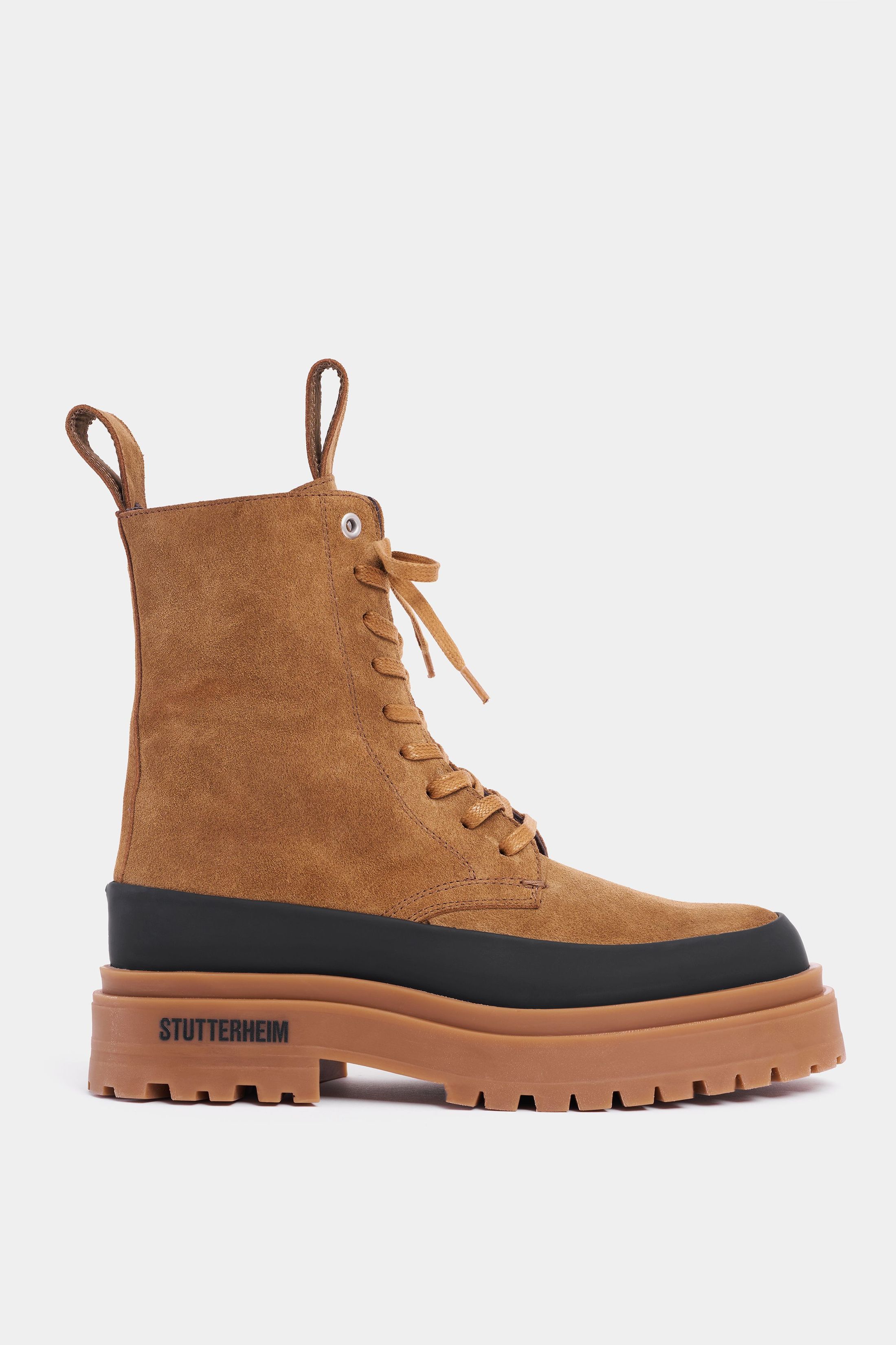stutterheim peace walker suede tobacco footwear lace-up-boots