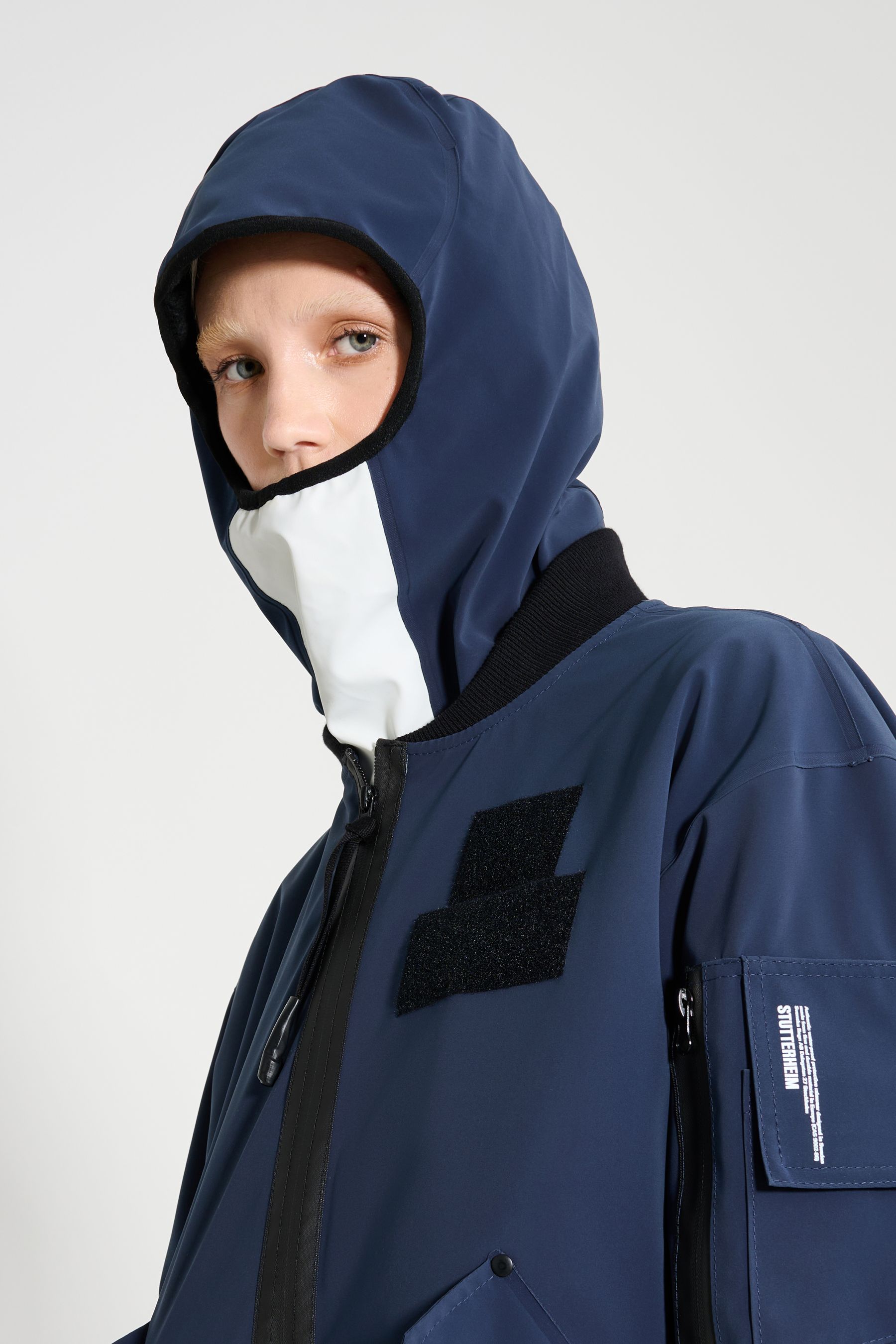 stutterheim rain balaclava matte navy/white navy/green accessories hats-and-scarves