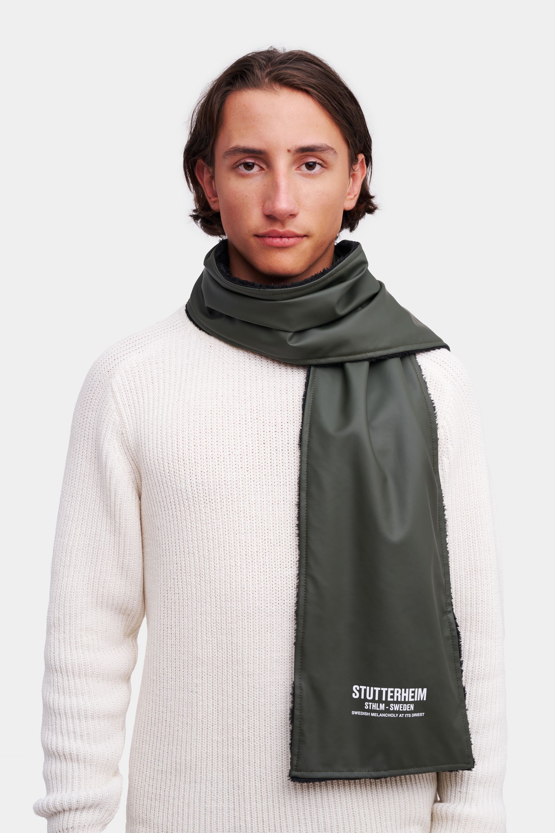 stutterheim rain scarf green accessories hats-and-scarves scarves