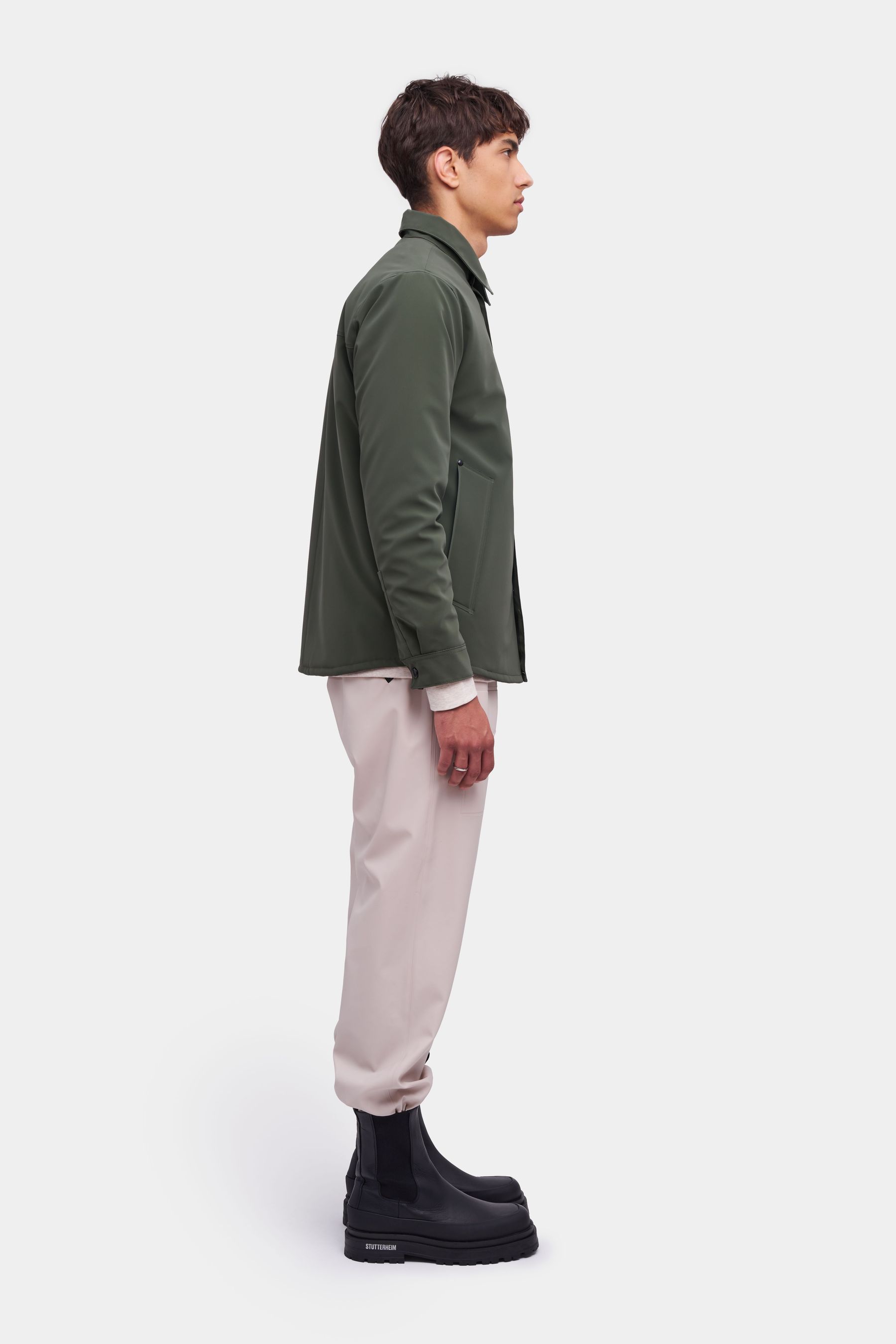 stutterheim ringen matte winter overshirt dark green men jackets overshirts