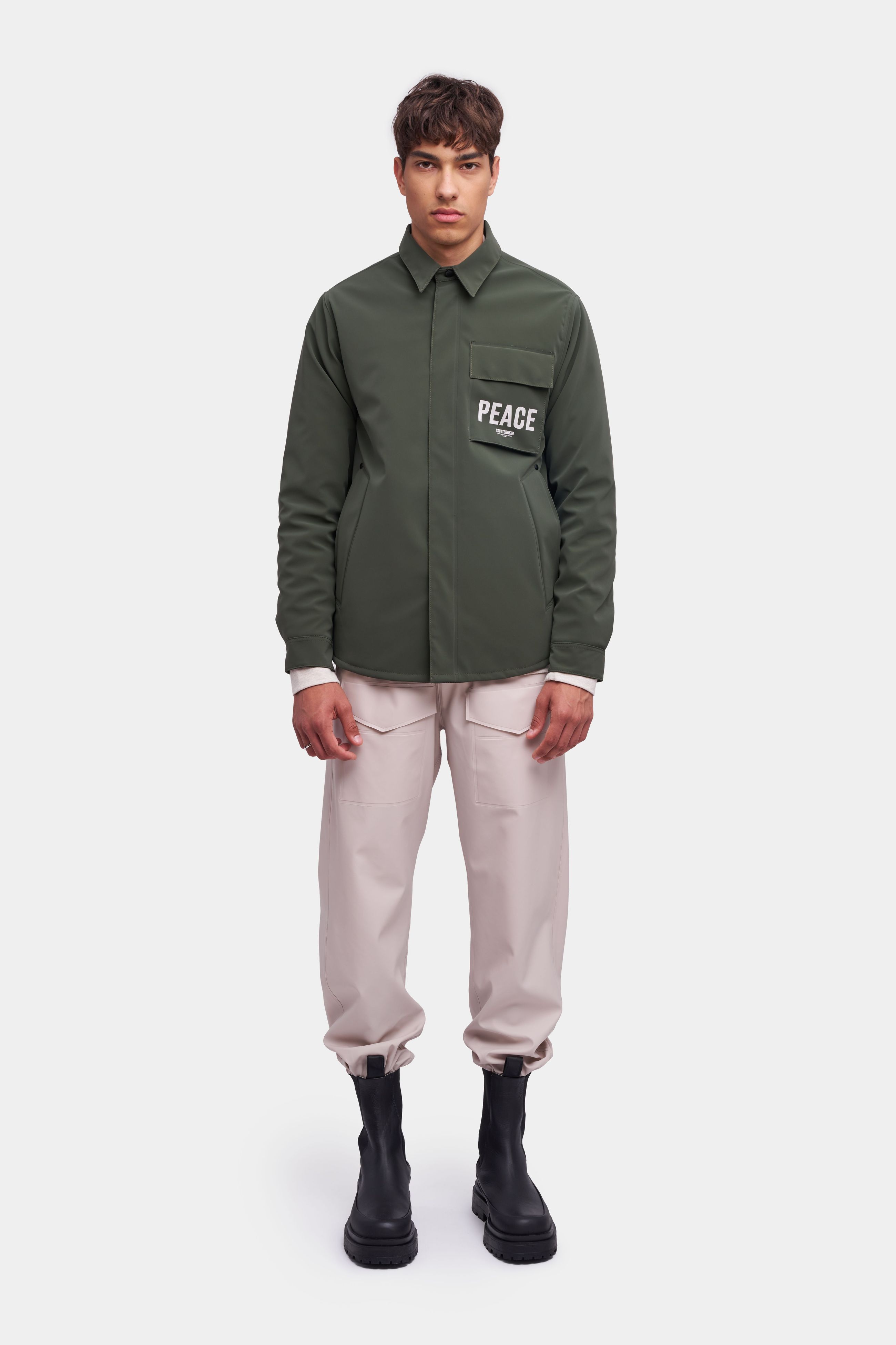 stutterheim ringen matte winter overshirt dark green men jackets overshirts