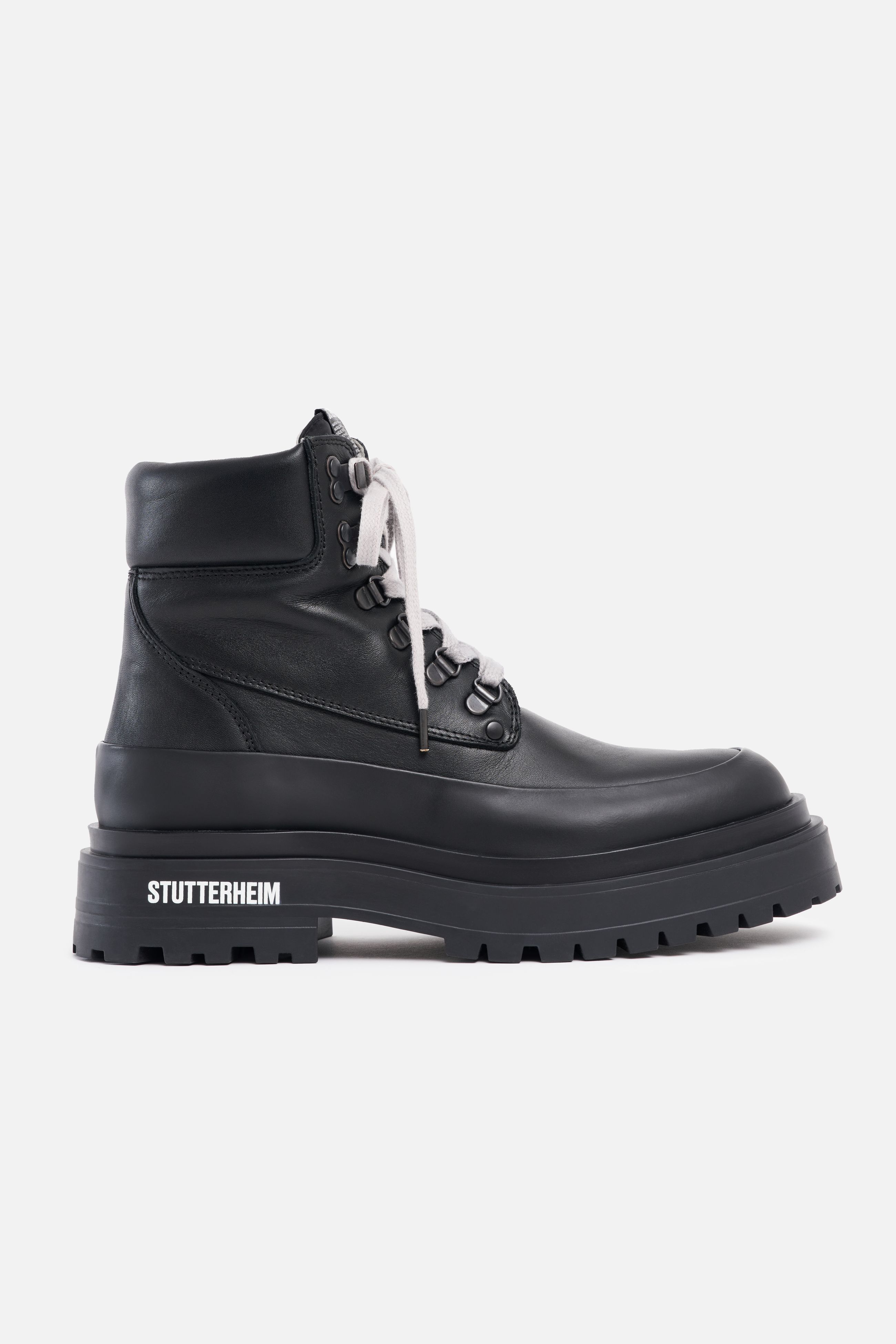 stutterheim road walker leather black footwear lace-up-boots