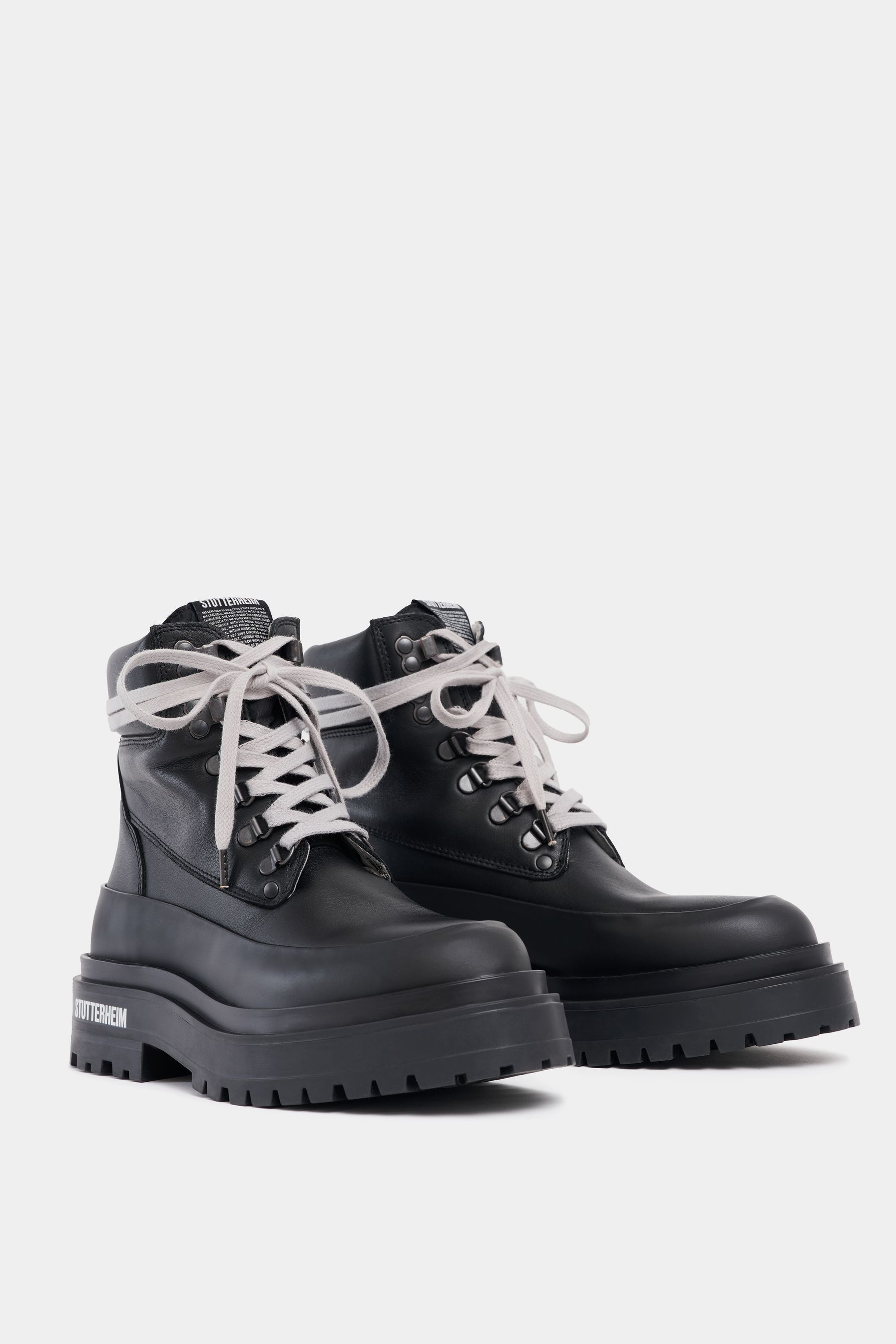 stutterheim road walker leather black footwear lace-up-boots