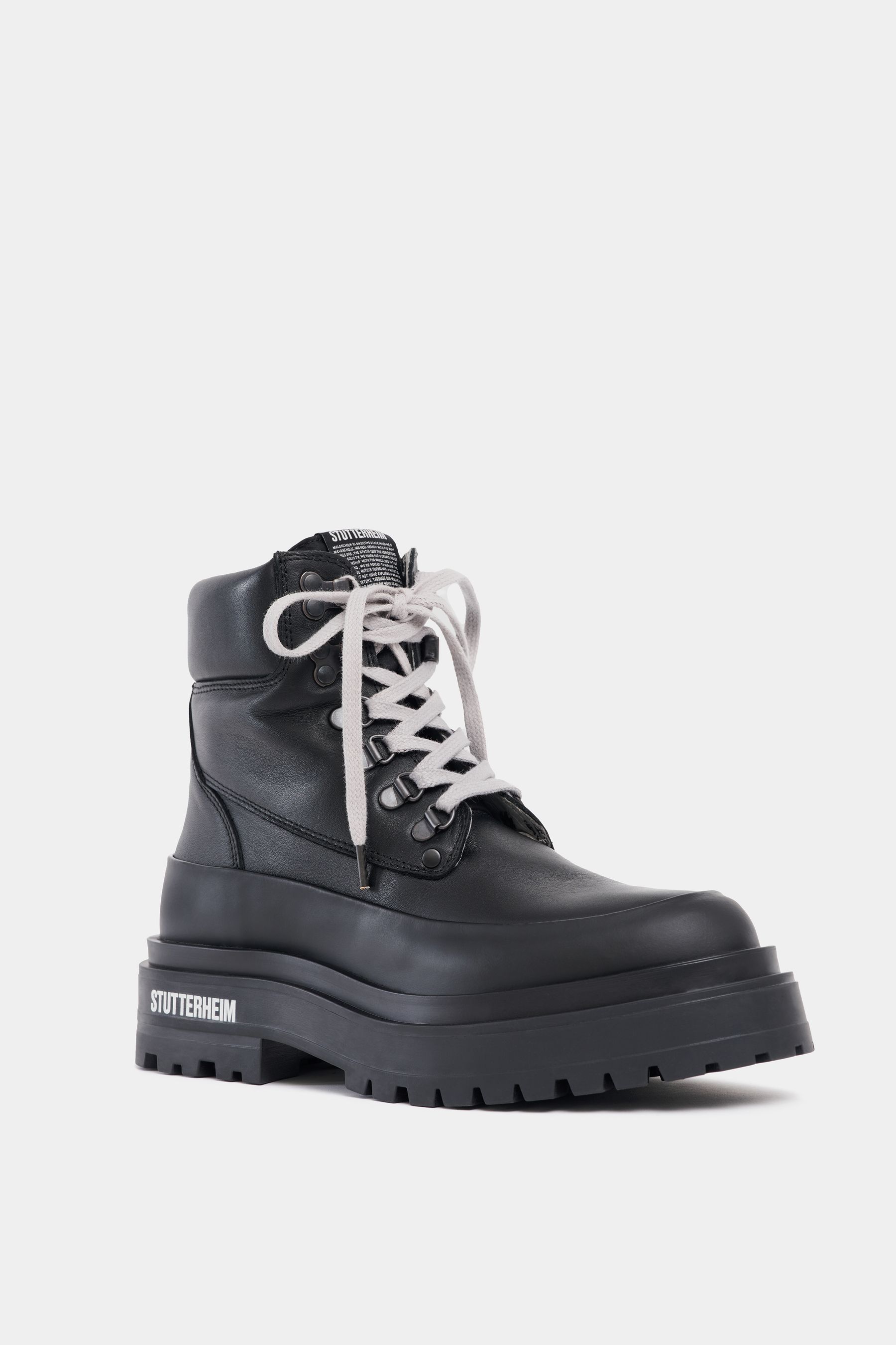 stutterheim road walker leather black footwear lace-up-boots