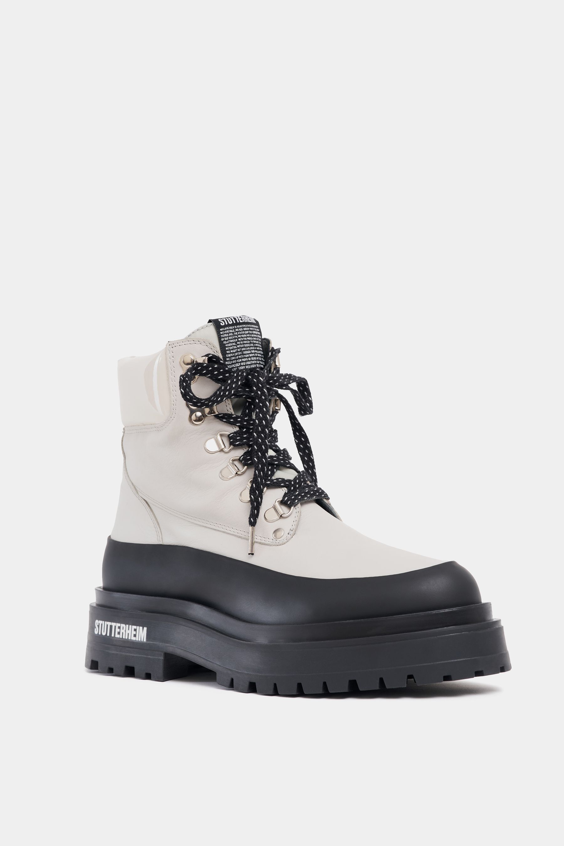 stutterheim road walker leather ivory footwear lace-up-boots