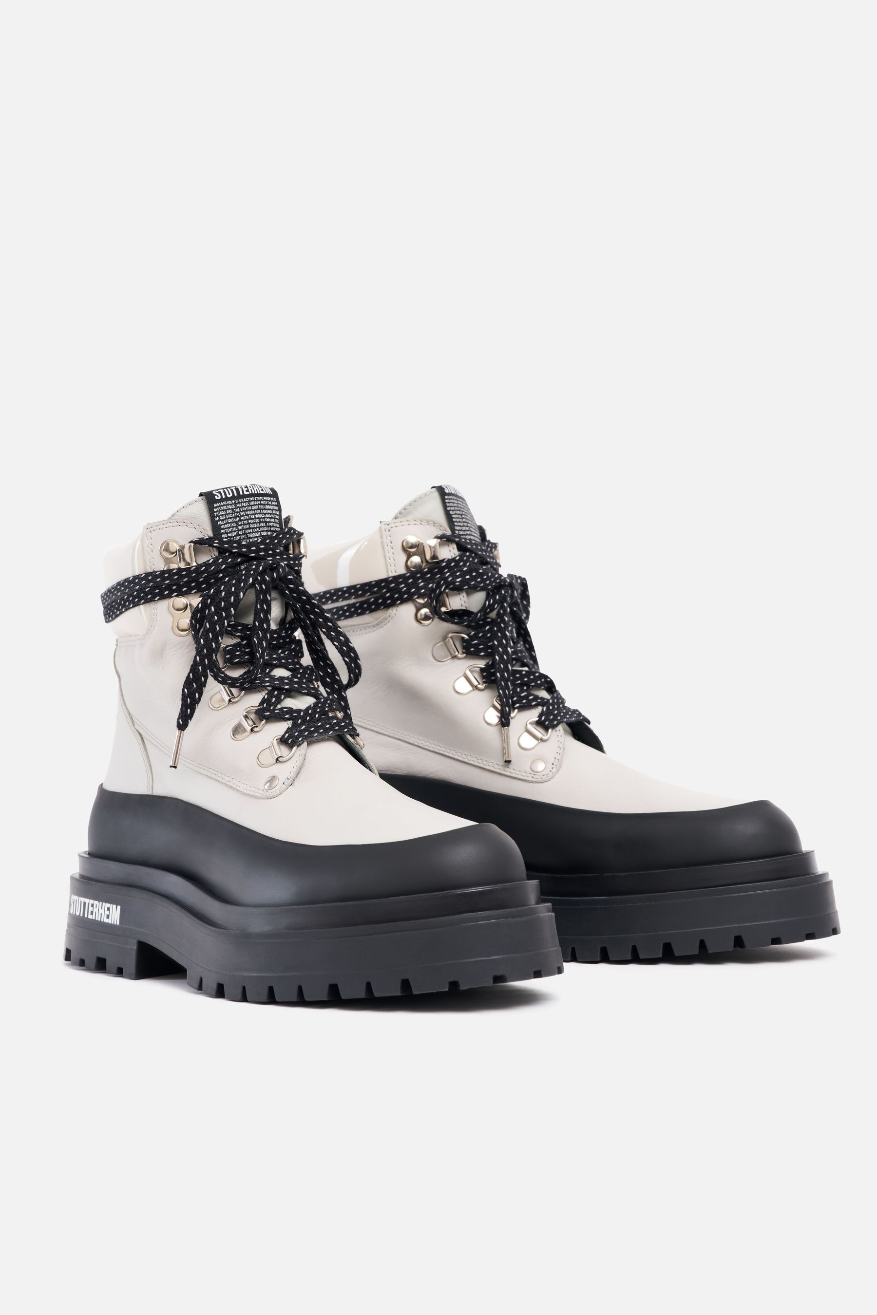 stutterheim road walker leather ivory footwear lace-up-boots