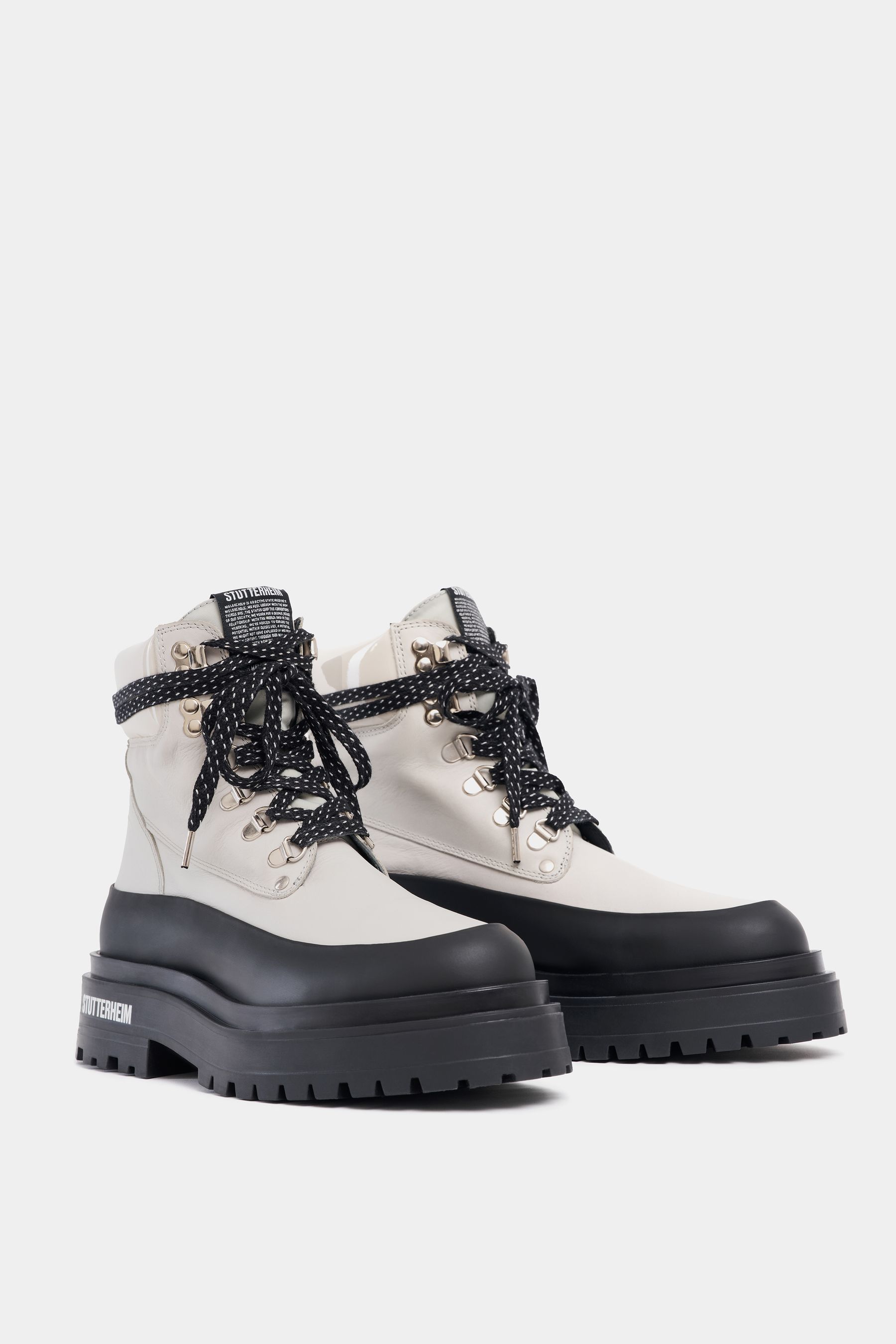 stutterheim road walker leather ivory footwear lace-up-boots