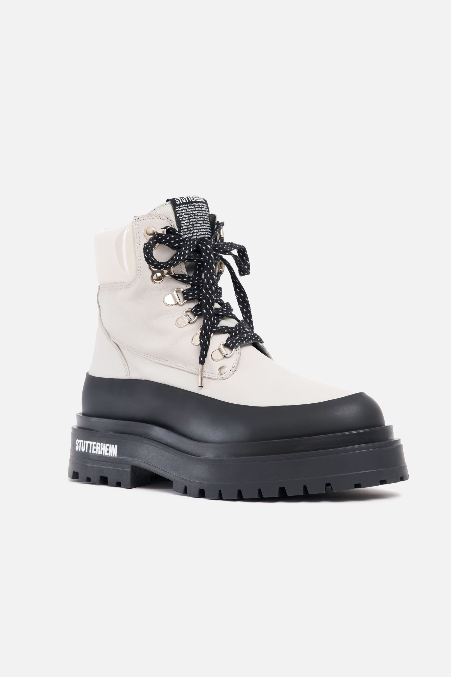 stutterheim road walker leather ivory footwear lace-up-boots