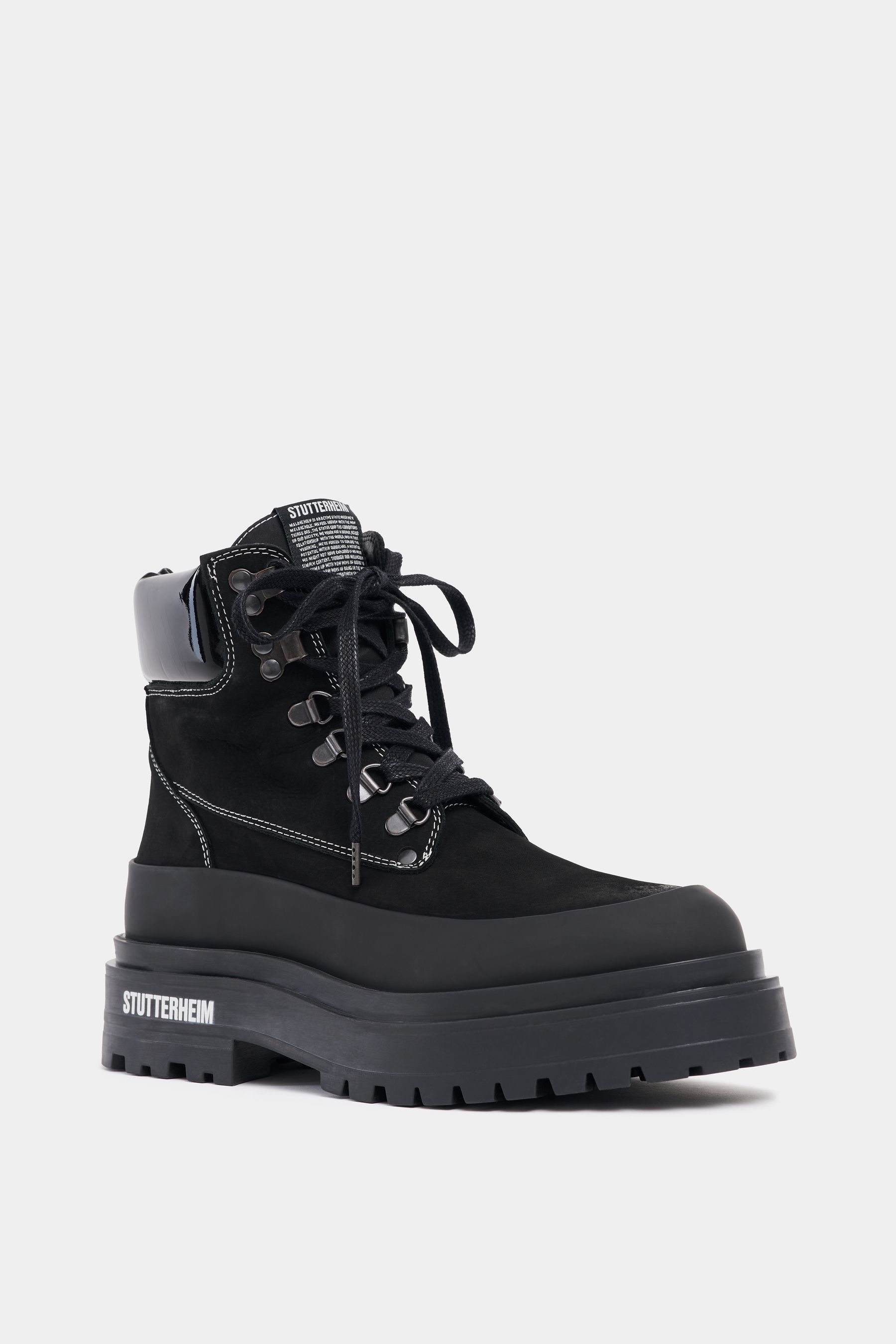 stutterheim road walker nubuck black footwear lace-up-boots