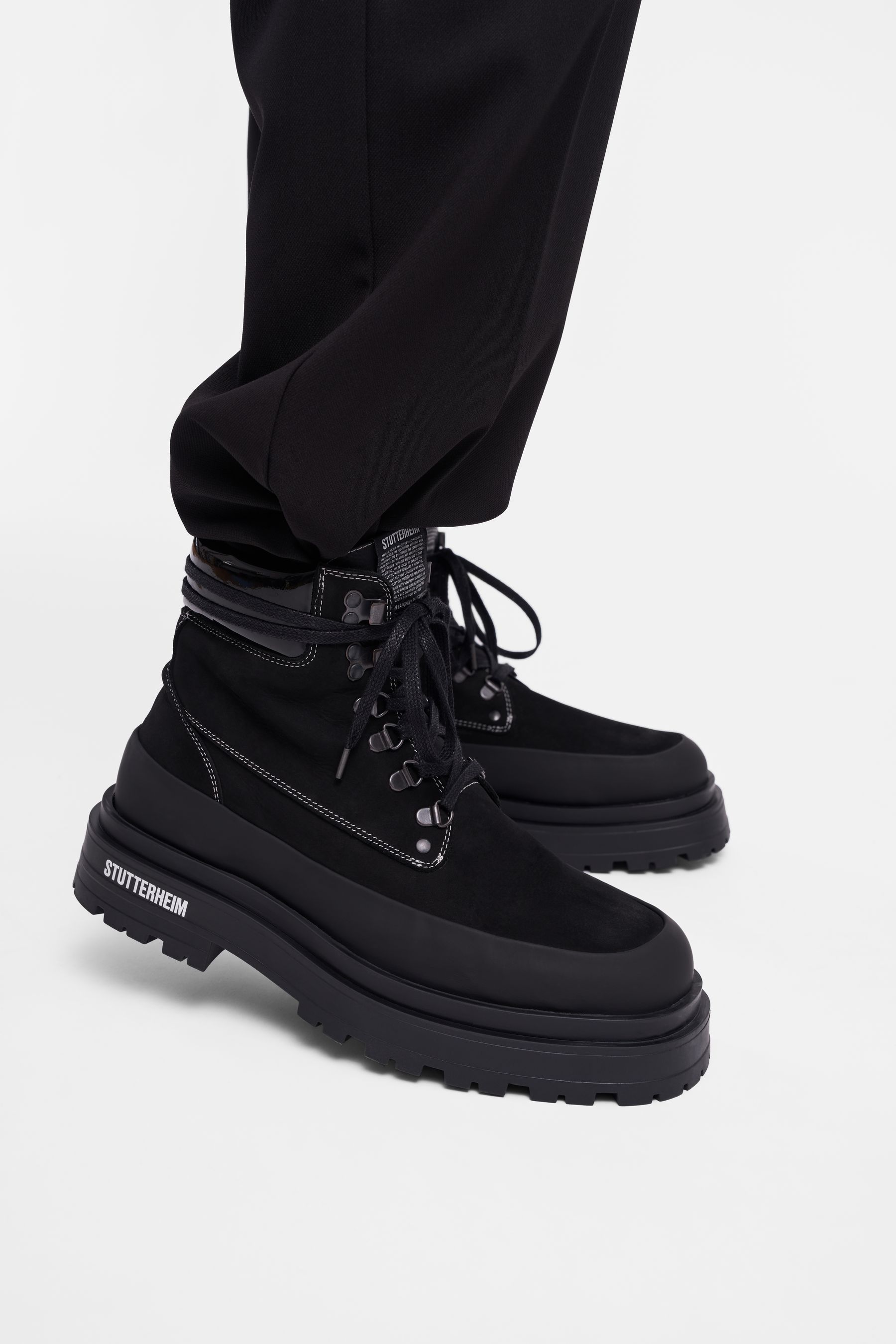 stutterheim road walker nubuck black footwear lace-up-boots