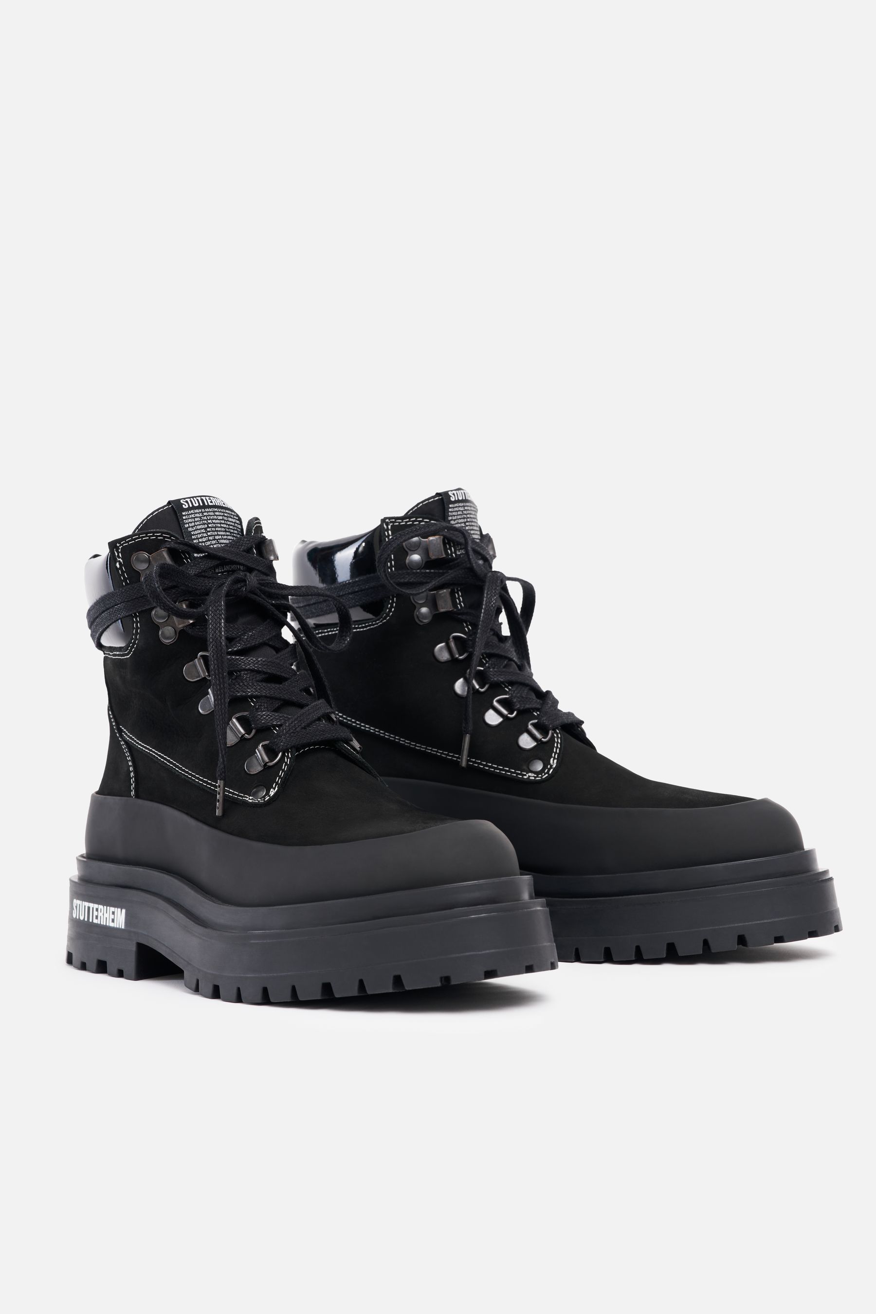 stutterheim road walker nubuck black footwear lace-up-boots