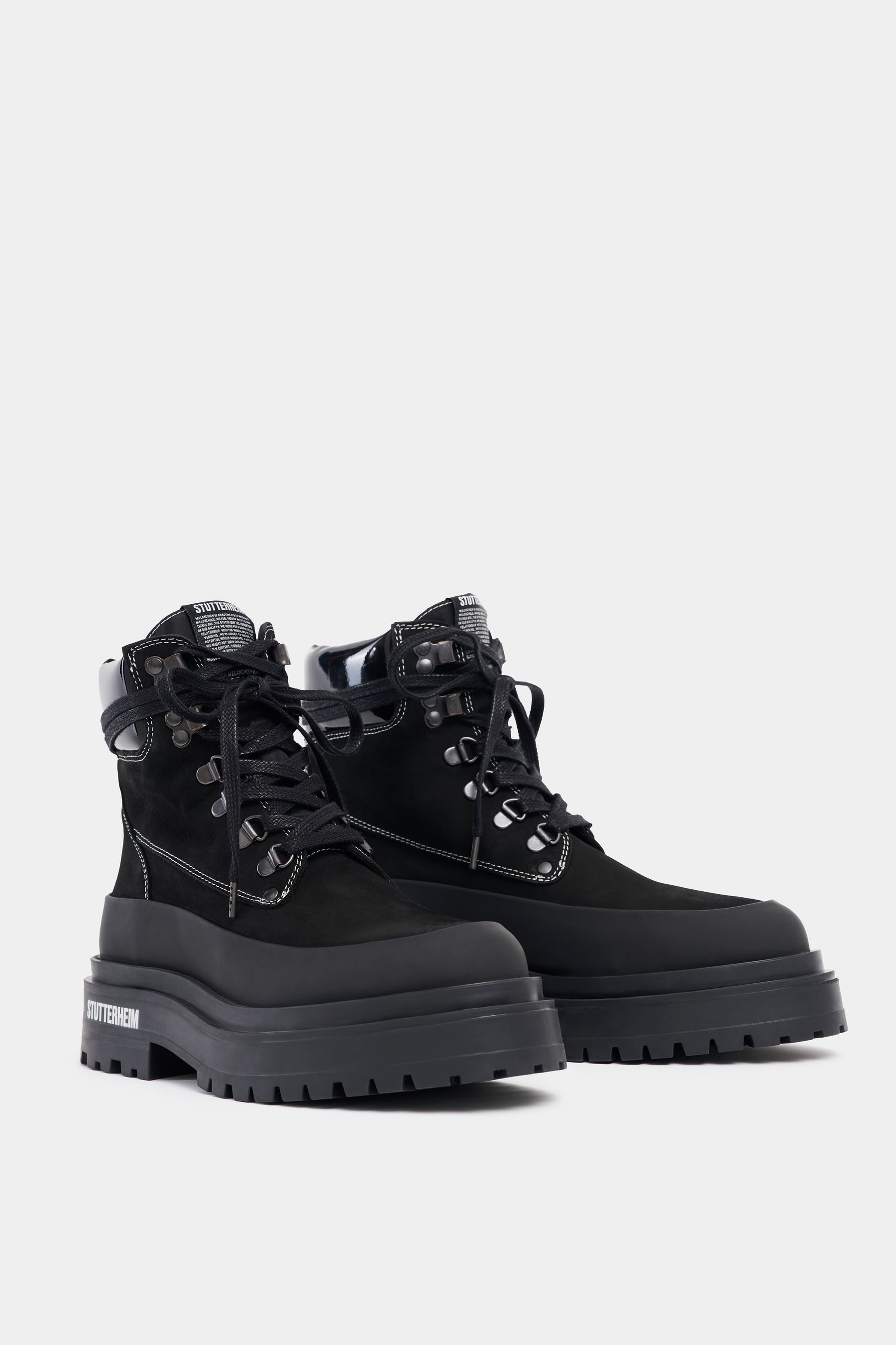 stutterheim road walker nubuck black footwear lace-up-boots
