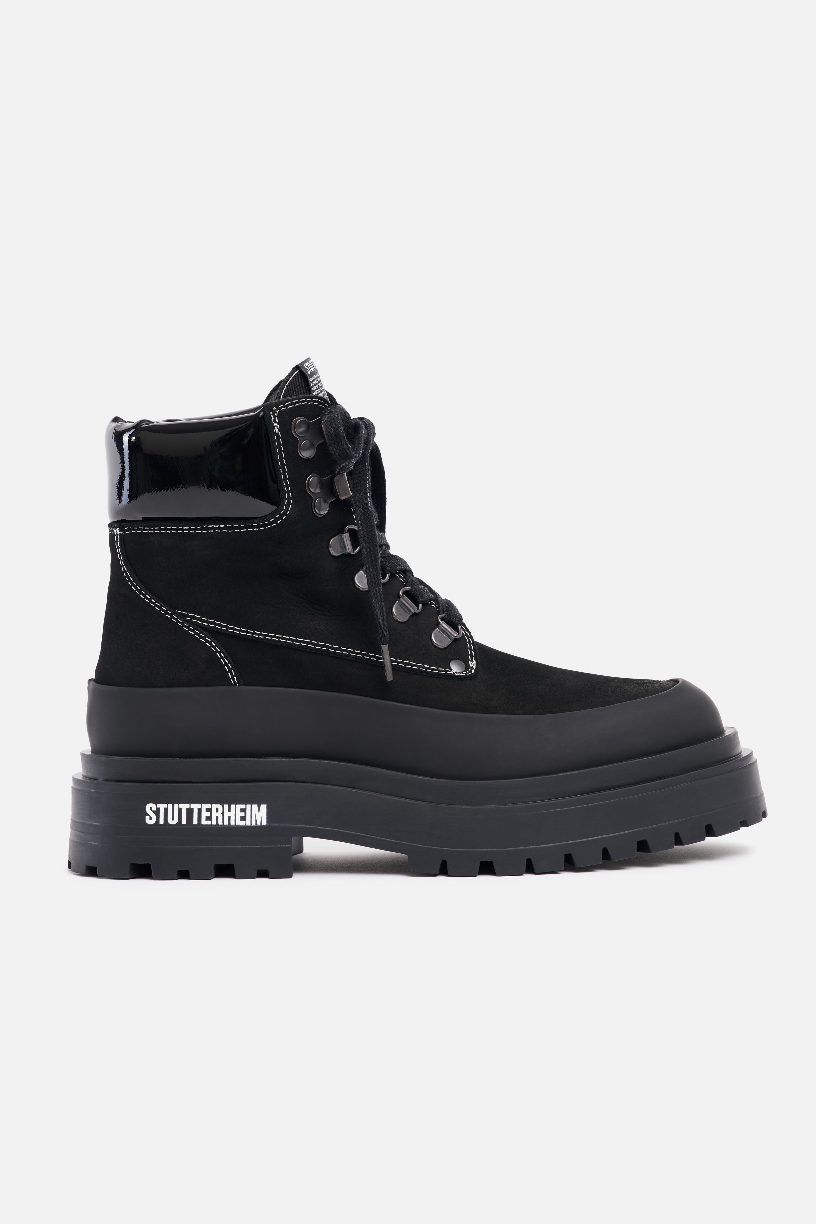 stutterheim road walker nubuck black footwear lace-up-boots