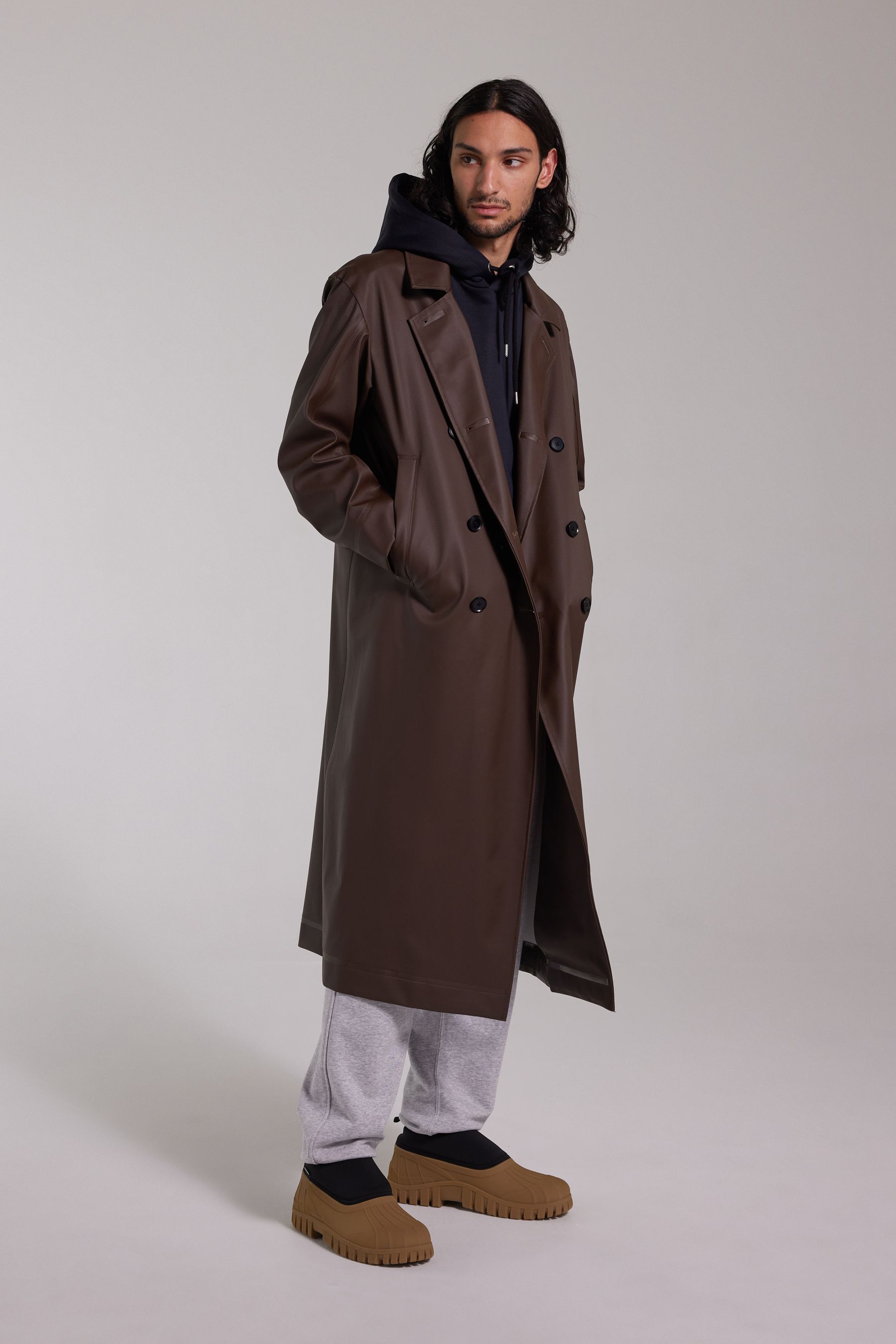 stutterheim rosenbad long double breasted overcoat dark brown men jackets raincoats