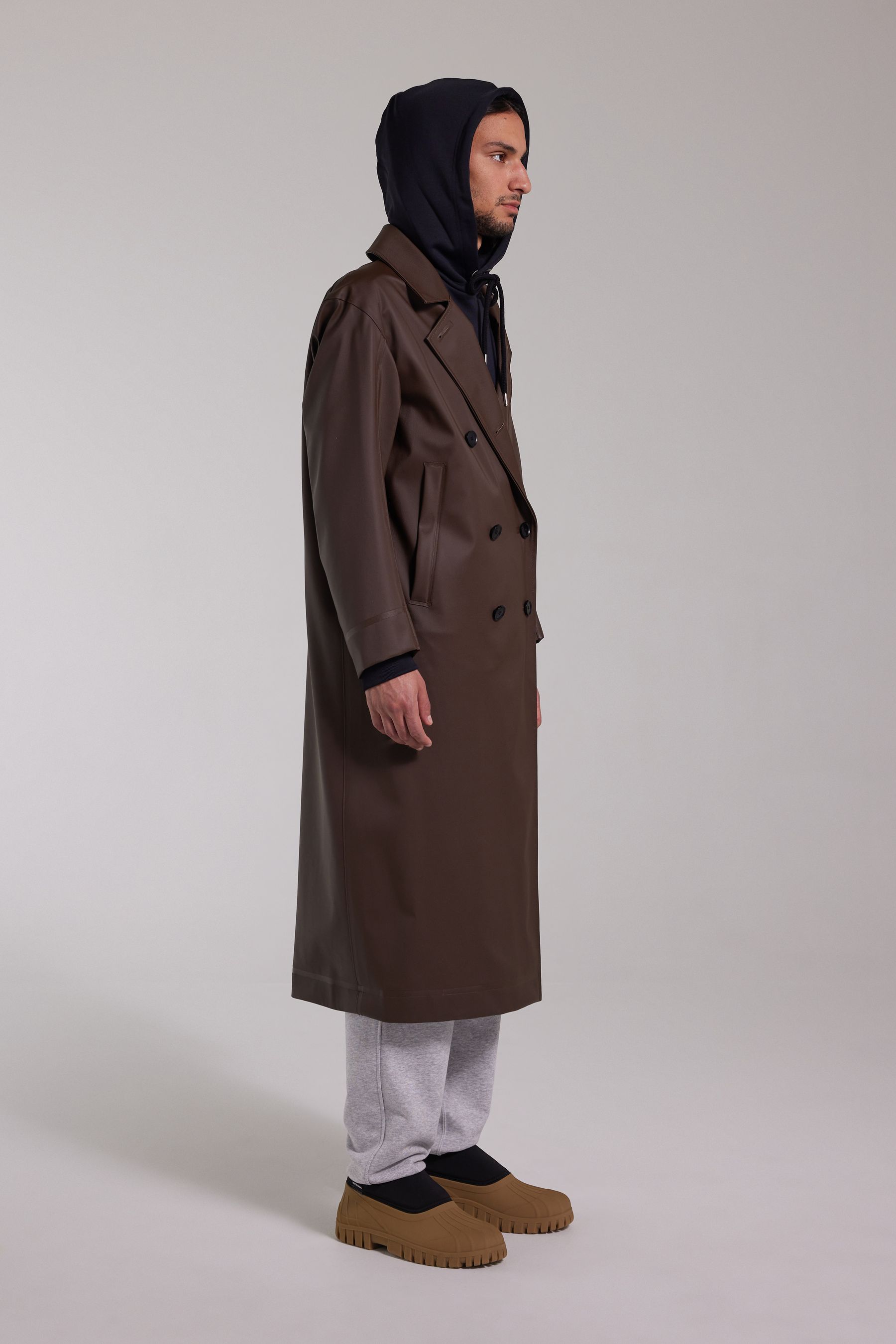 stutterheim rosenbad long double breasted overcoat dark brown men jackets raincoats