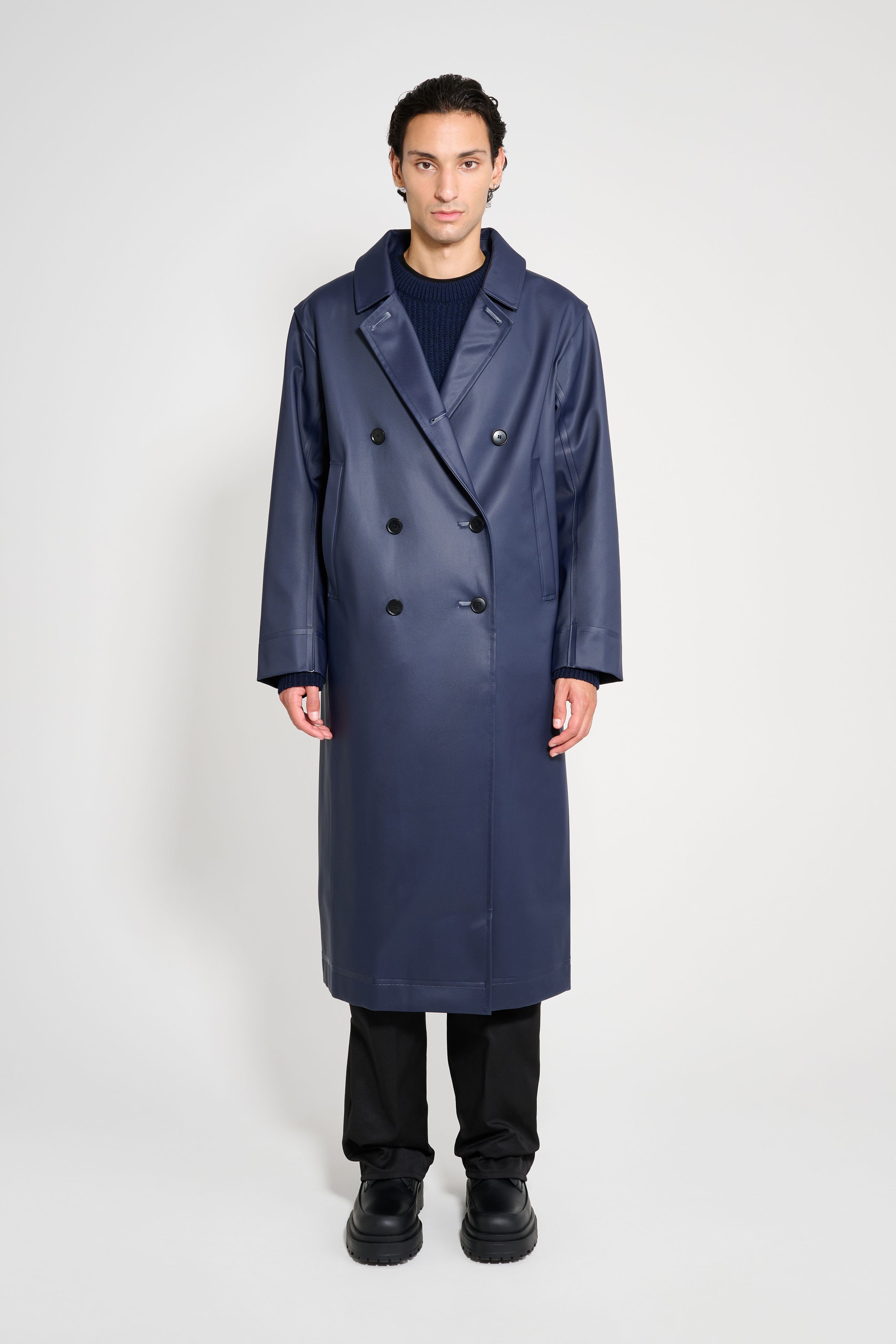 stutterheim rosenbad long double breasted overcoat navy men jackets raincoats