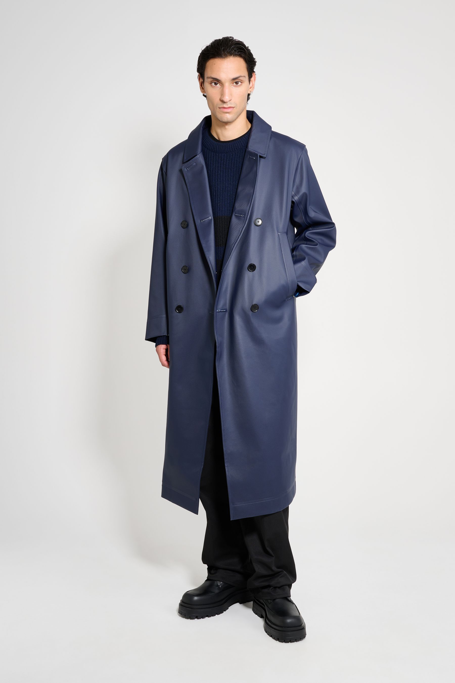 stutterheim rosenbad long double breasted overcoat navy men jackets raincoats
