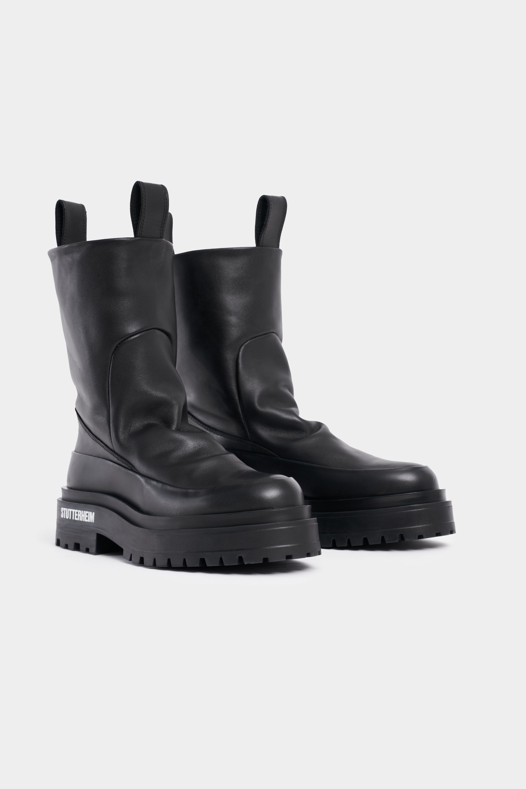 stutterheim rough walker leather black footwear leather-boots