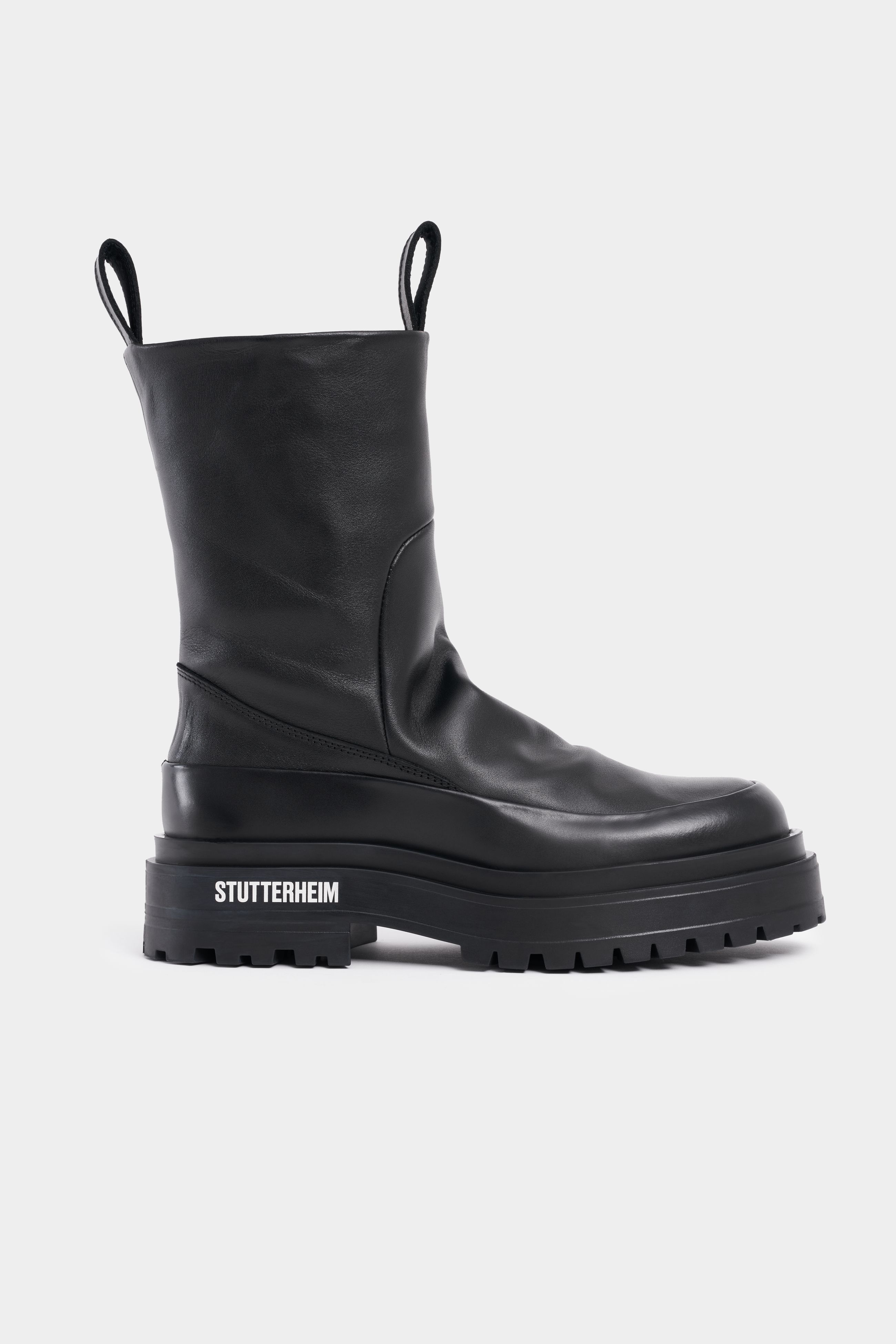 stutterheim rough walker leather black footwear leather-boots